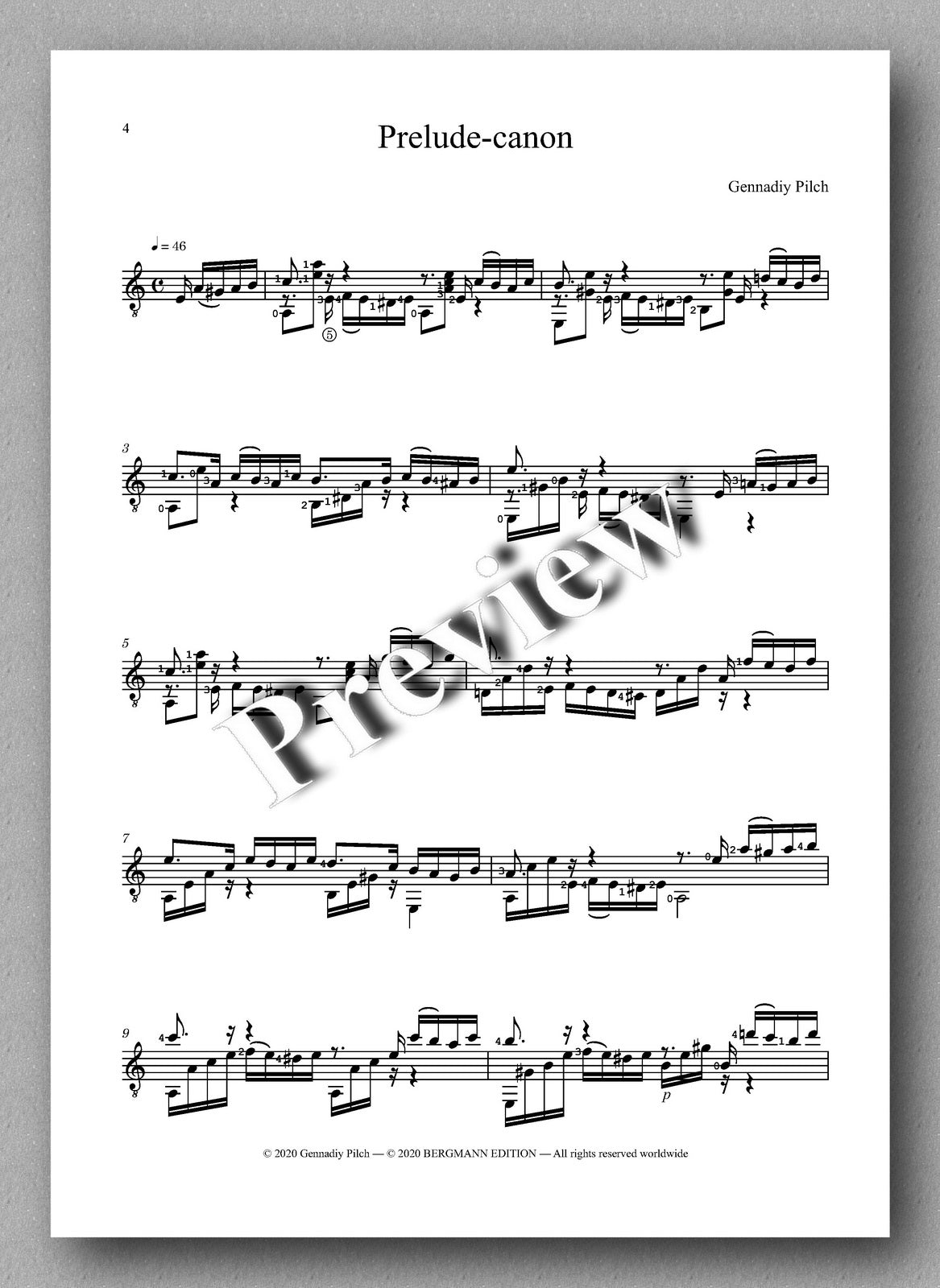 Gennadiy Pilch, Prelude-canon - preview of the music score