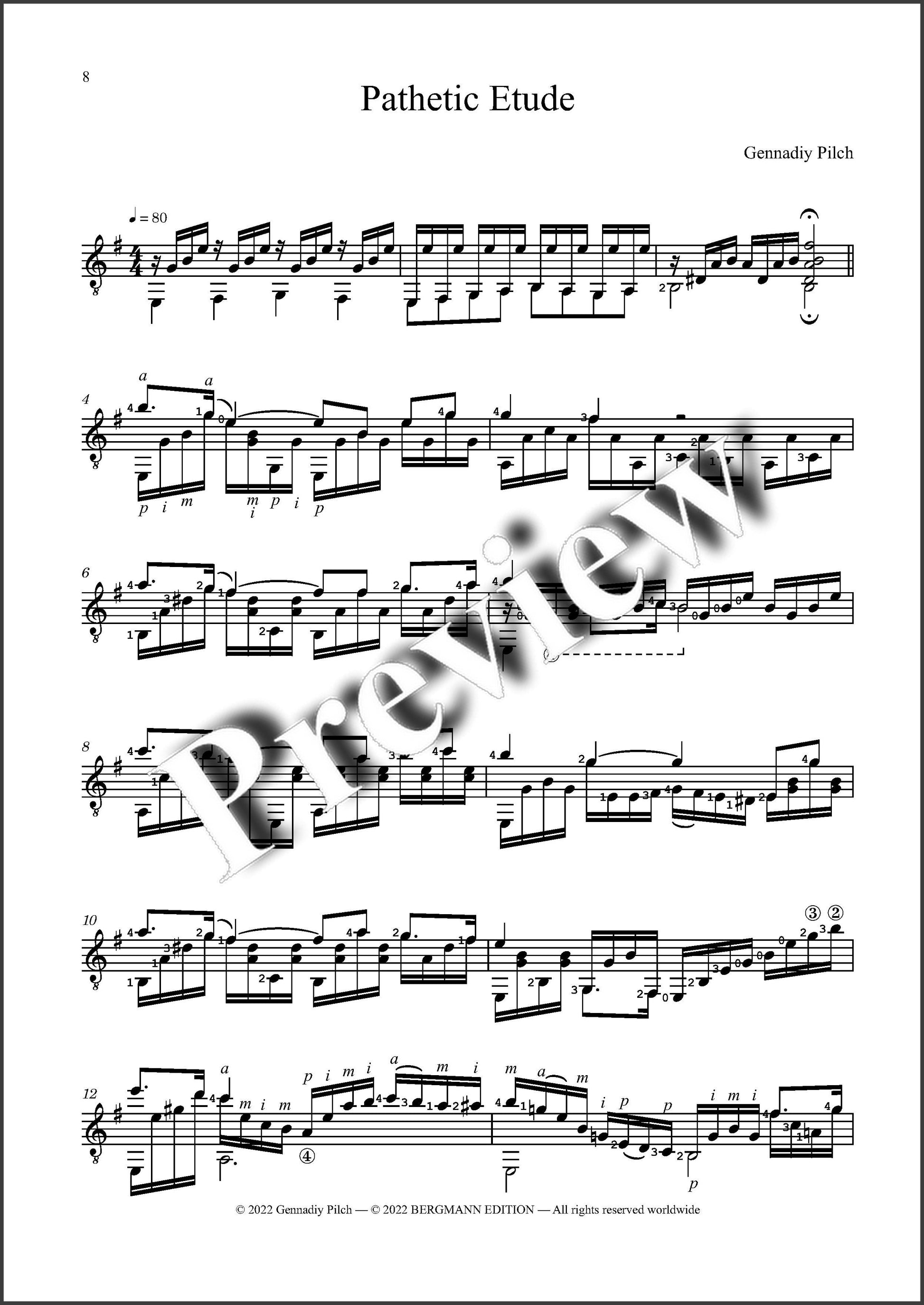 Gennadiy Pilch, Two Etudes - preview of the music score 2