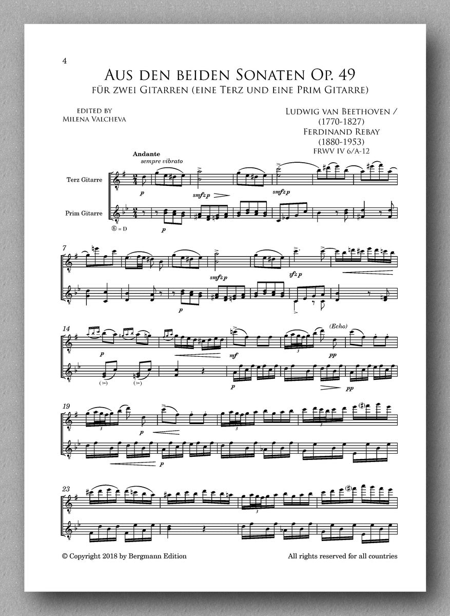 Rebay [084], Aus den beiden Sonaten Ludwig van Beethoven Op. 49 - preview of the score 1