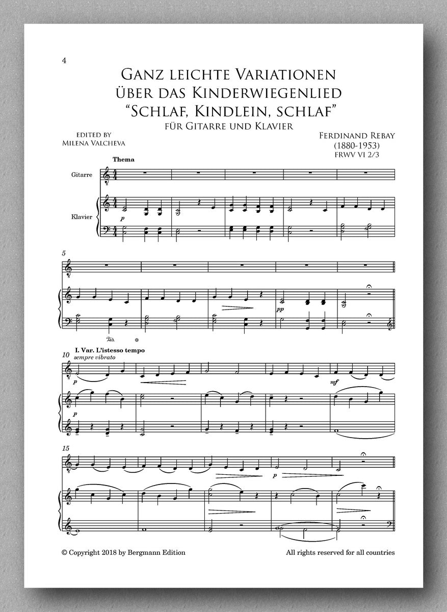 Rebay [85], Ganz leichte Variationen über das Kinderwiegenlied “Schlaf, Kindlein, schlaf” - preview of the score 2