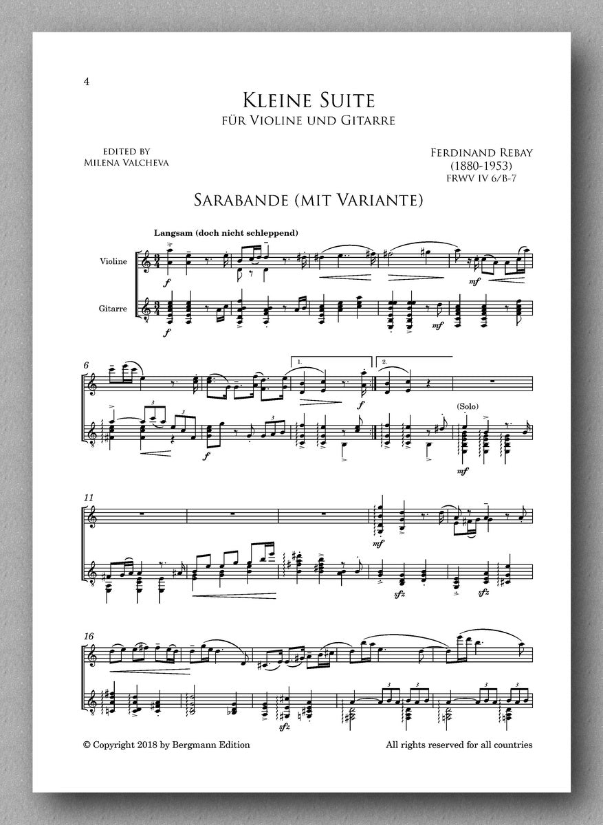 A suite for violin and guitar by Ferdinand Rebay. Preview of the score 3