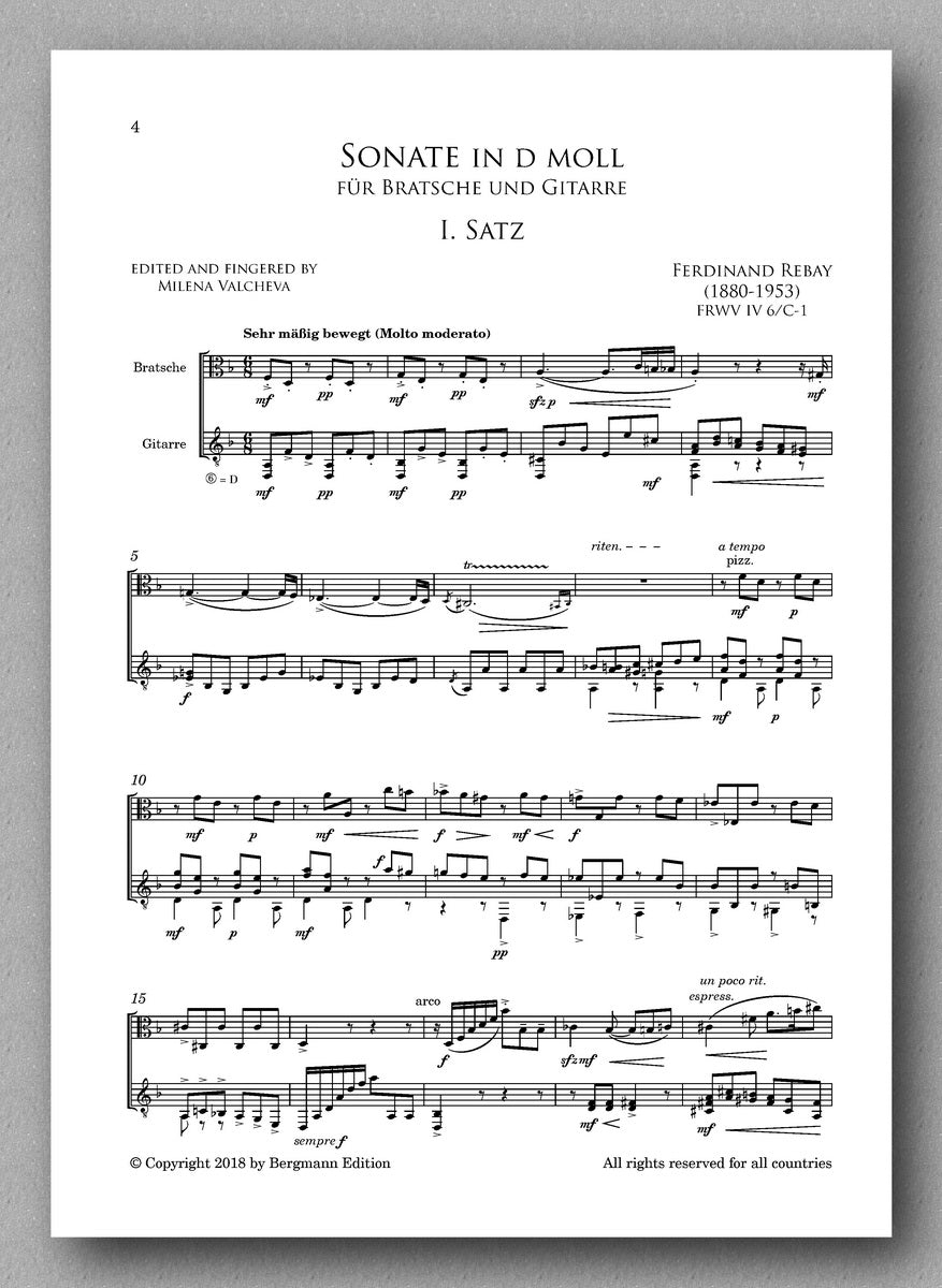 Rebay [099], Sonate in d moll, preview of the full score