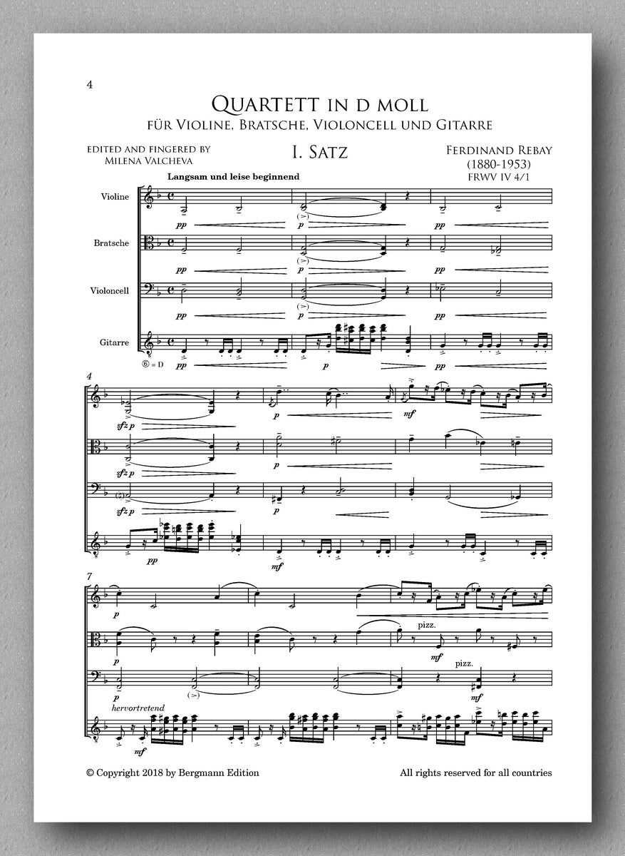 Rebay [119], Quartet in d-minor - preview of the first movement