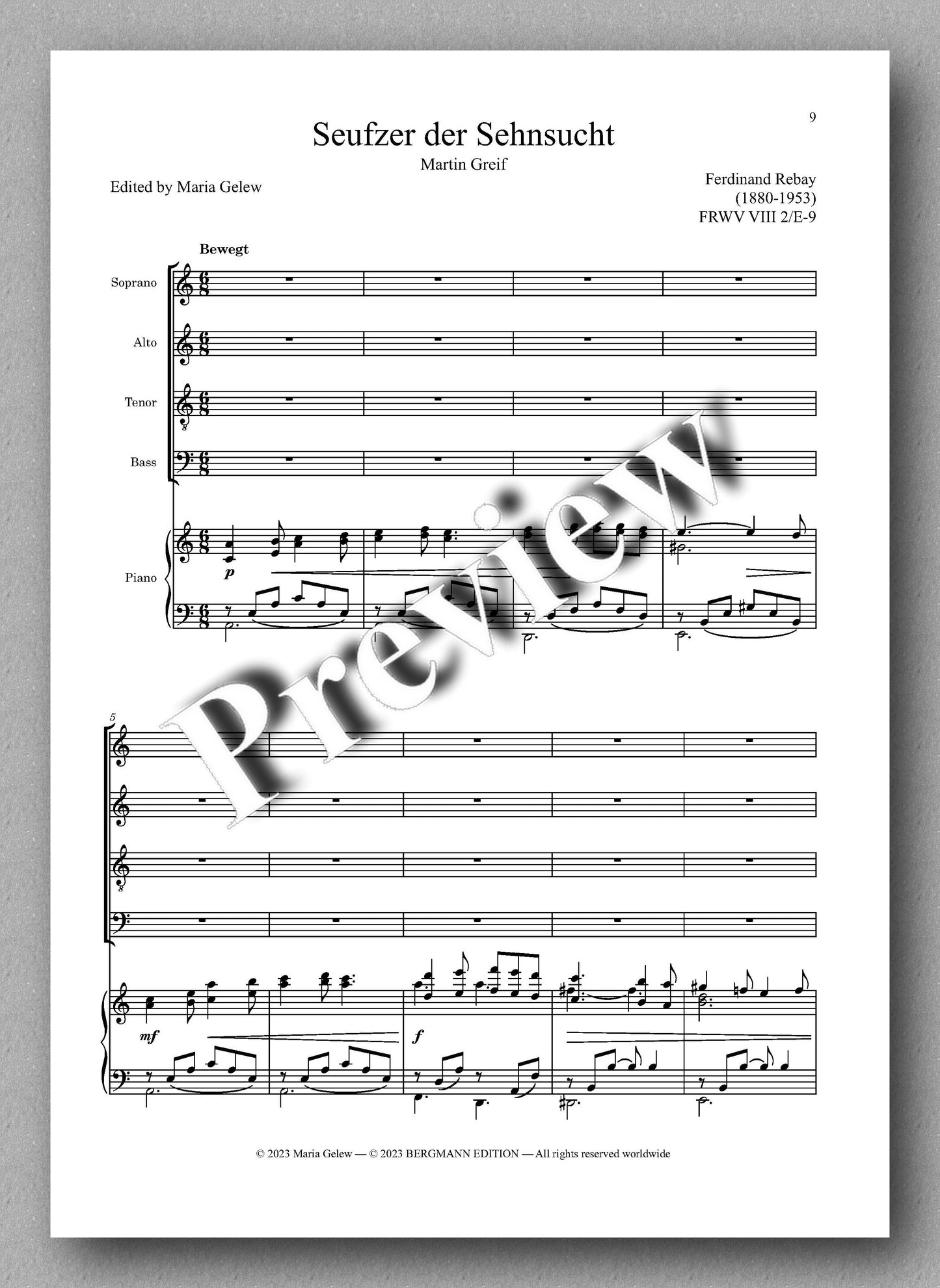 Ferdinand Rebay, Drei Quartette - preview of the music score 2