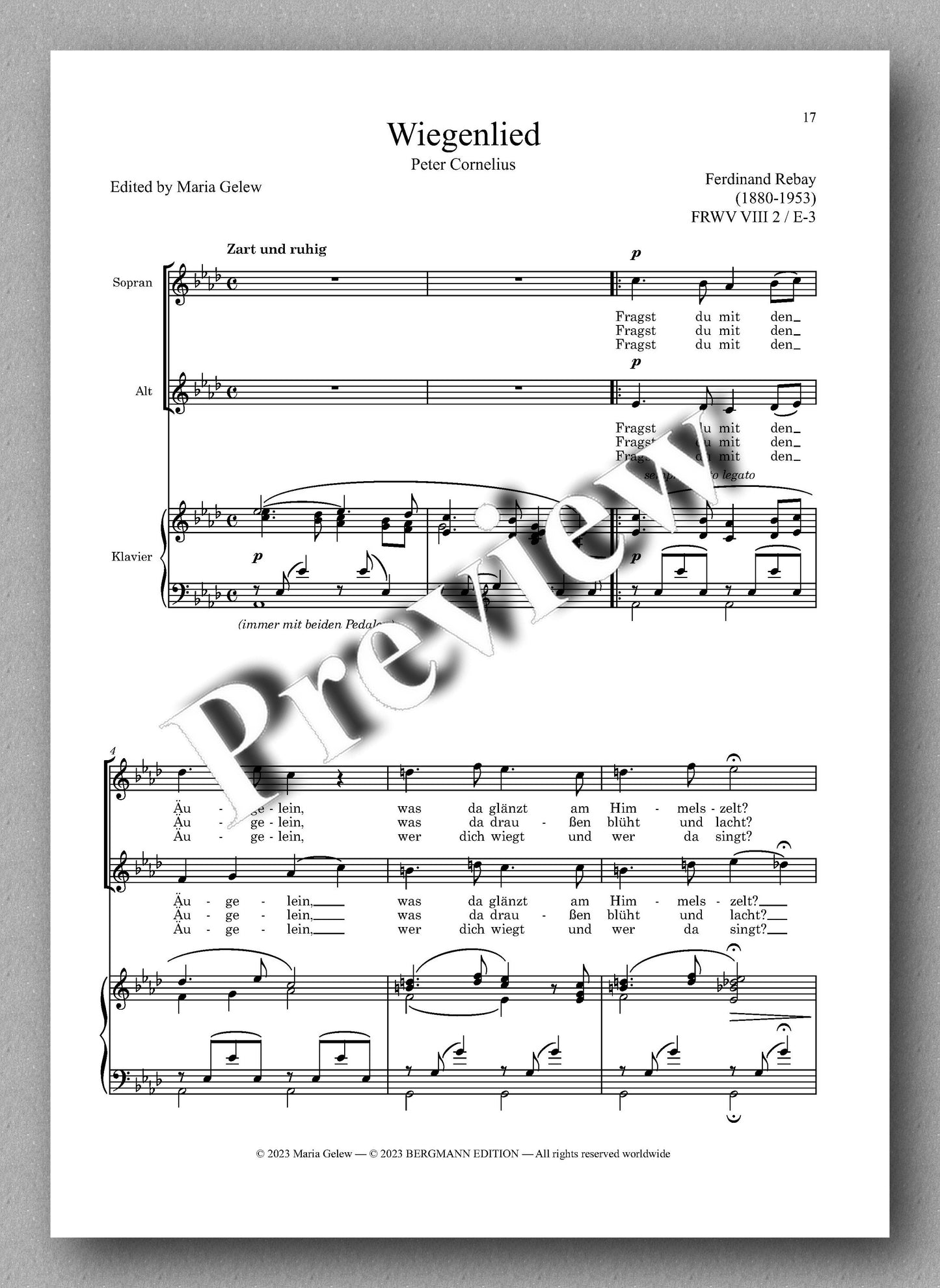 Ferdinand Rebay, Lieder für zwei Singstimmen mit Klavierbegleitung - preview of the music score 2