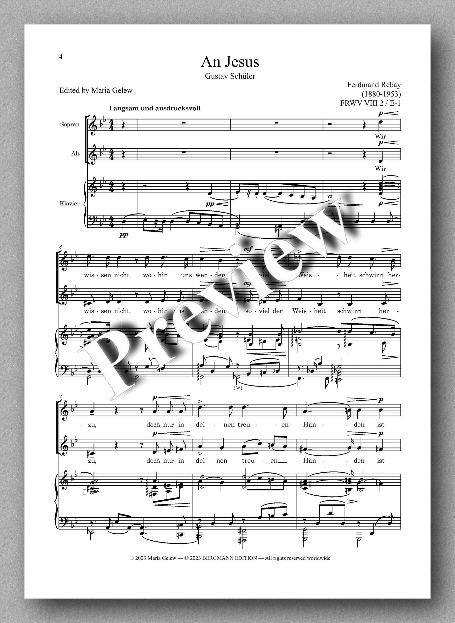 Ferdinand Rebay, Lieder für zwei Singstimmen mit Klavierbegleitung - preview of the music score 1