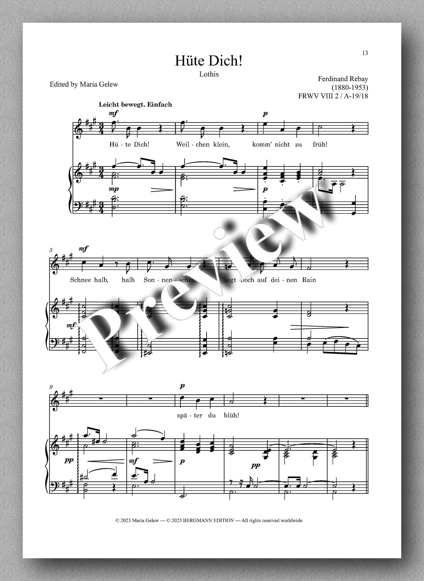 Ferdinand Rebay, Solo Lieder nach Gedichten verschiedener Dichter - preview of the music score 2