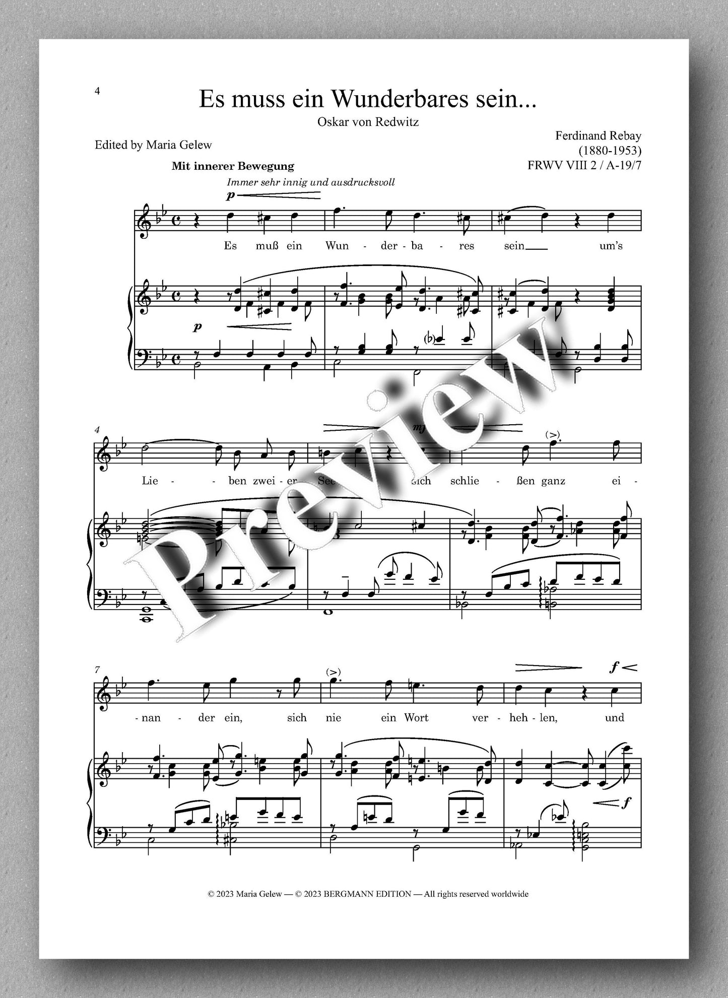 Ferdinand Rebay, Solo Lieder nach Gedichten verschiedener Dichter - preview of the music score 1