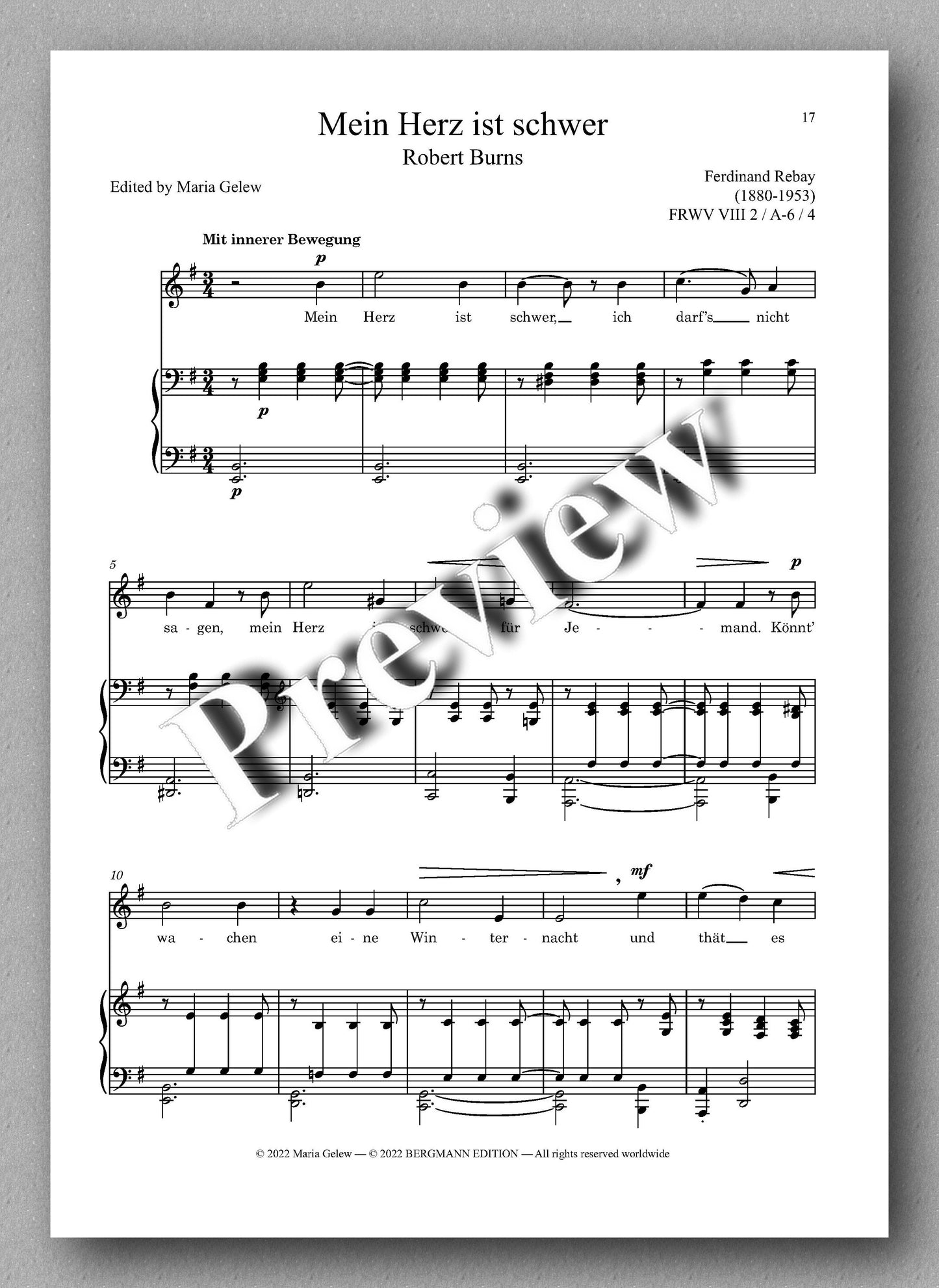 Ferdinand Rebay, Lieder nach Gedichten von Robert Burns (1759-1796) - preview of the music score 2