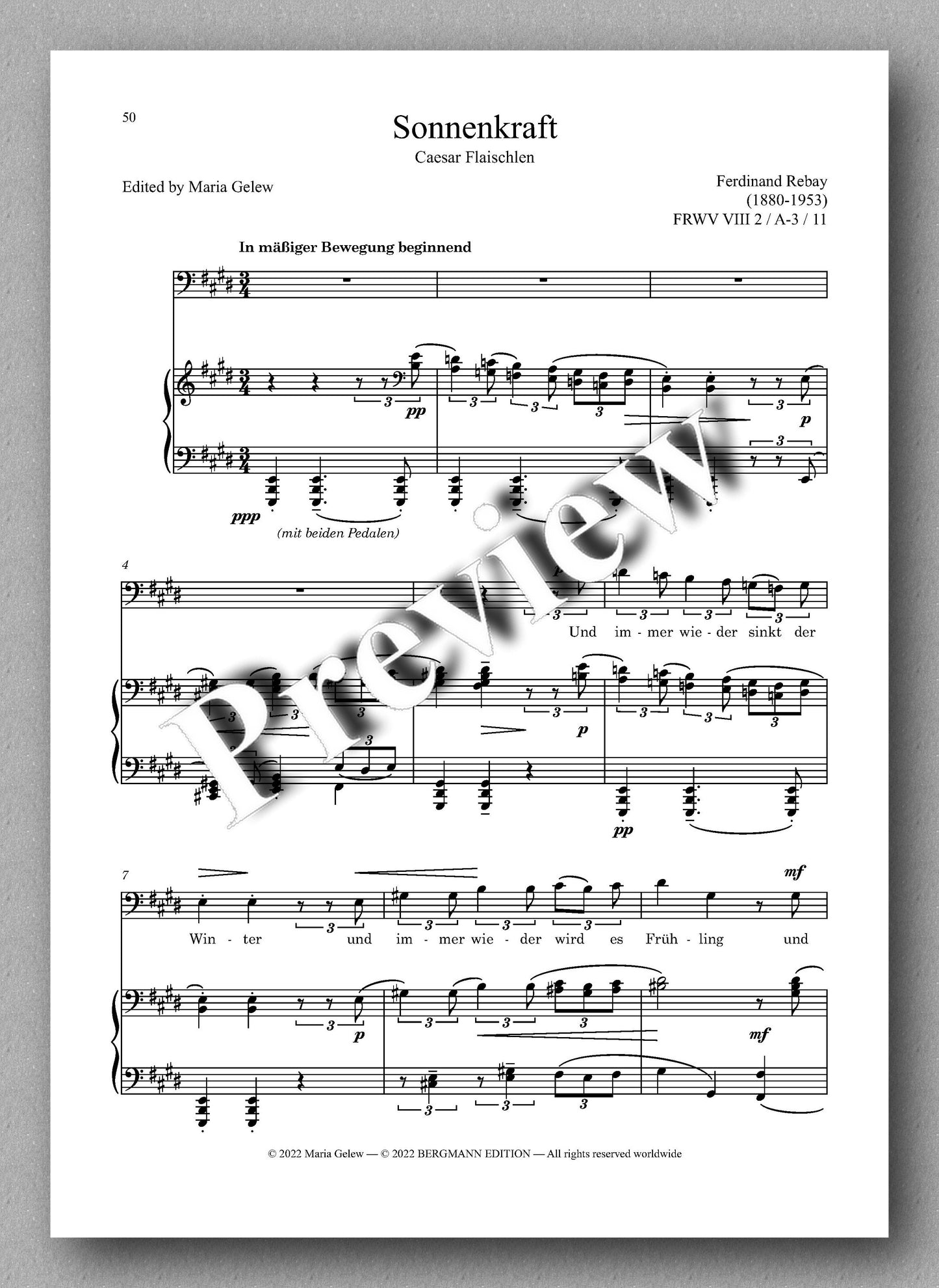 Ferdinand Rebay, Lieder nach Gedichten von Caesar Flaischlen - preview of the music score 5
