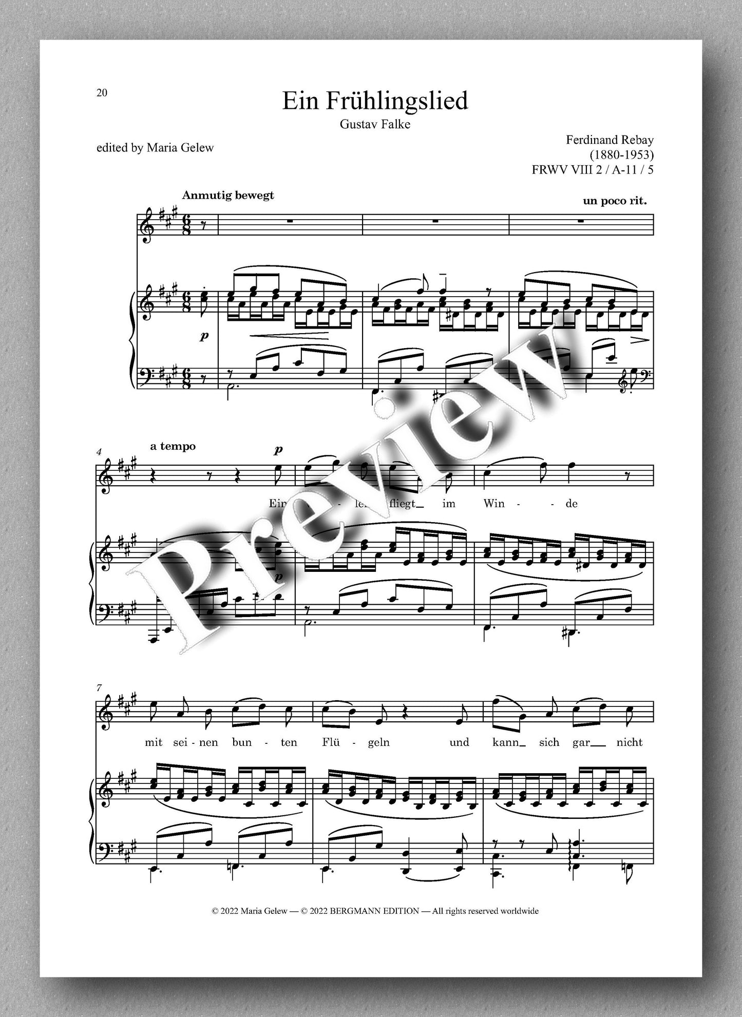 Ferdinand Rebay, Lieder nach Gedichten von Gustav Falke - preview of the music score 3
