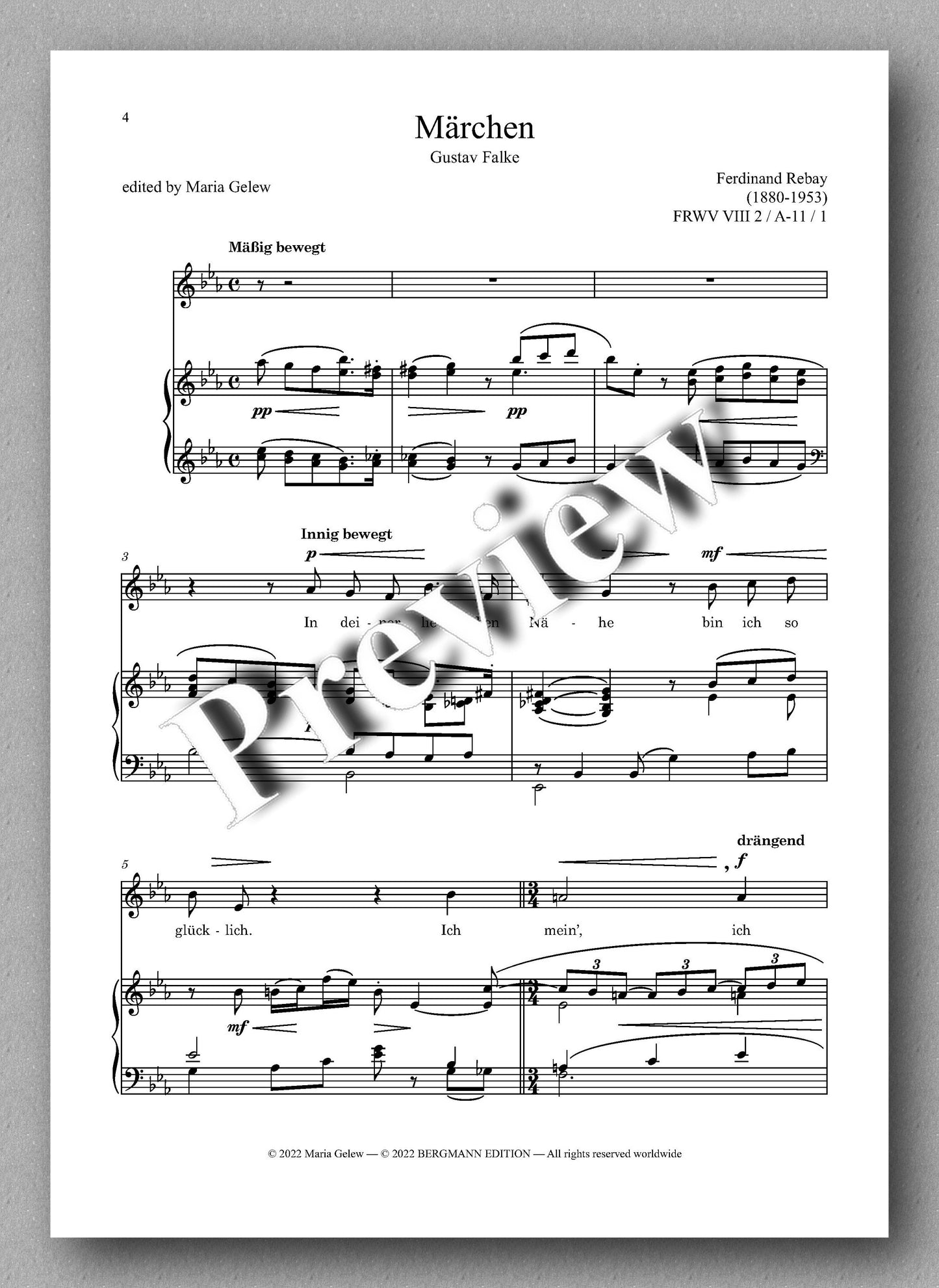 Ferdinand Rebay, Lieder nach Gedichten von Gustav Falke - preview of the music score 1
