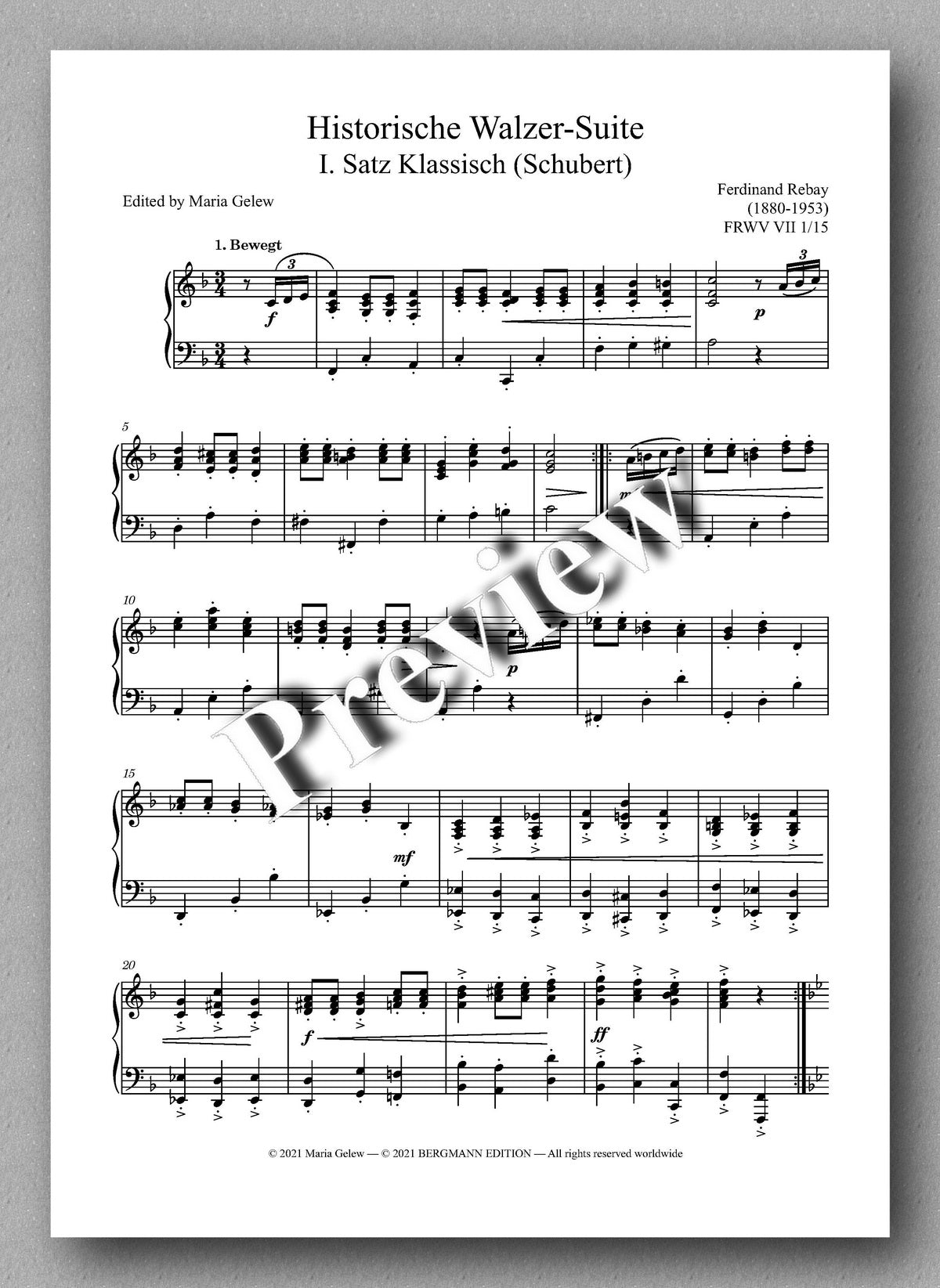 Rebay, Klavier No. 11, Historische Walzer-Suite - music score 1