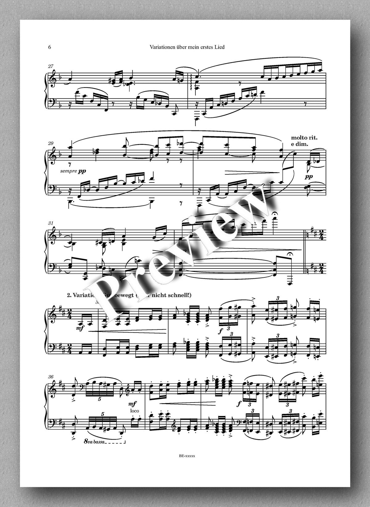 Rebay, Klavier No. 7, Variationen über mein erstes Lied -music score 2