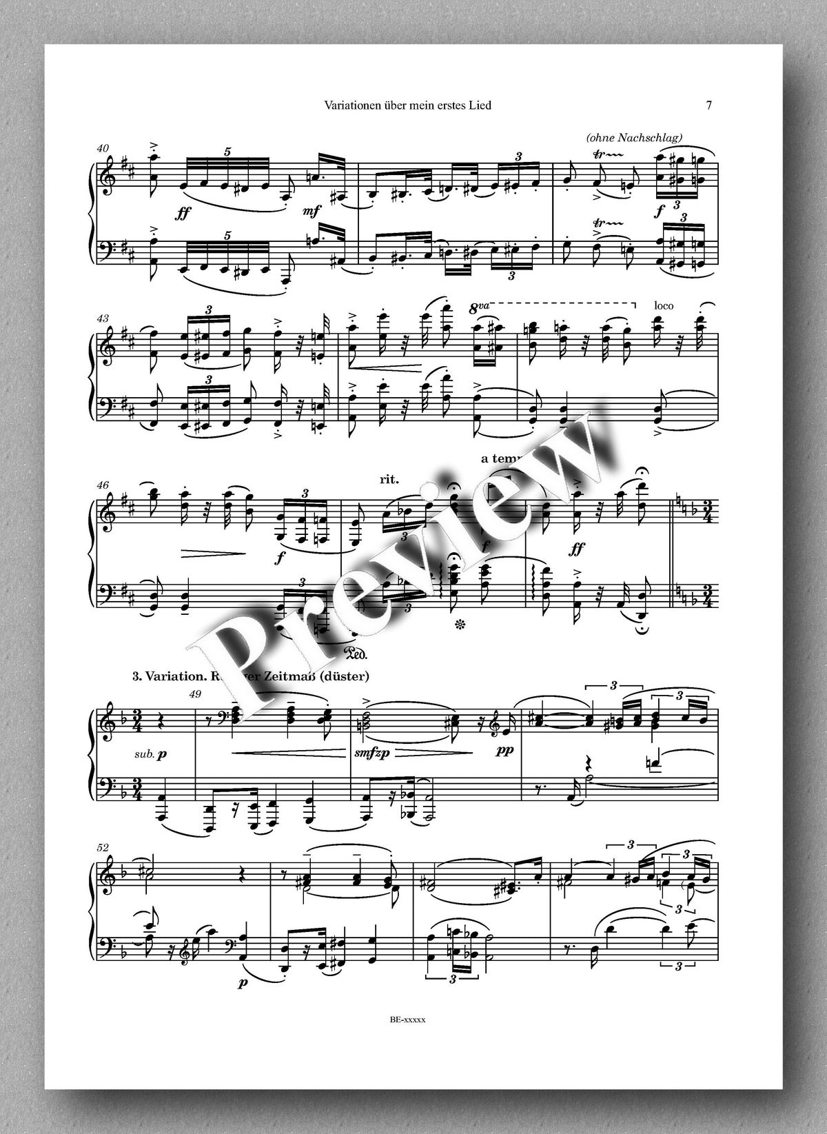 Rebay, Klavier No. 7, Variationen über mein erstes Lied -music score 3