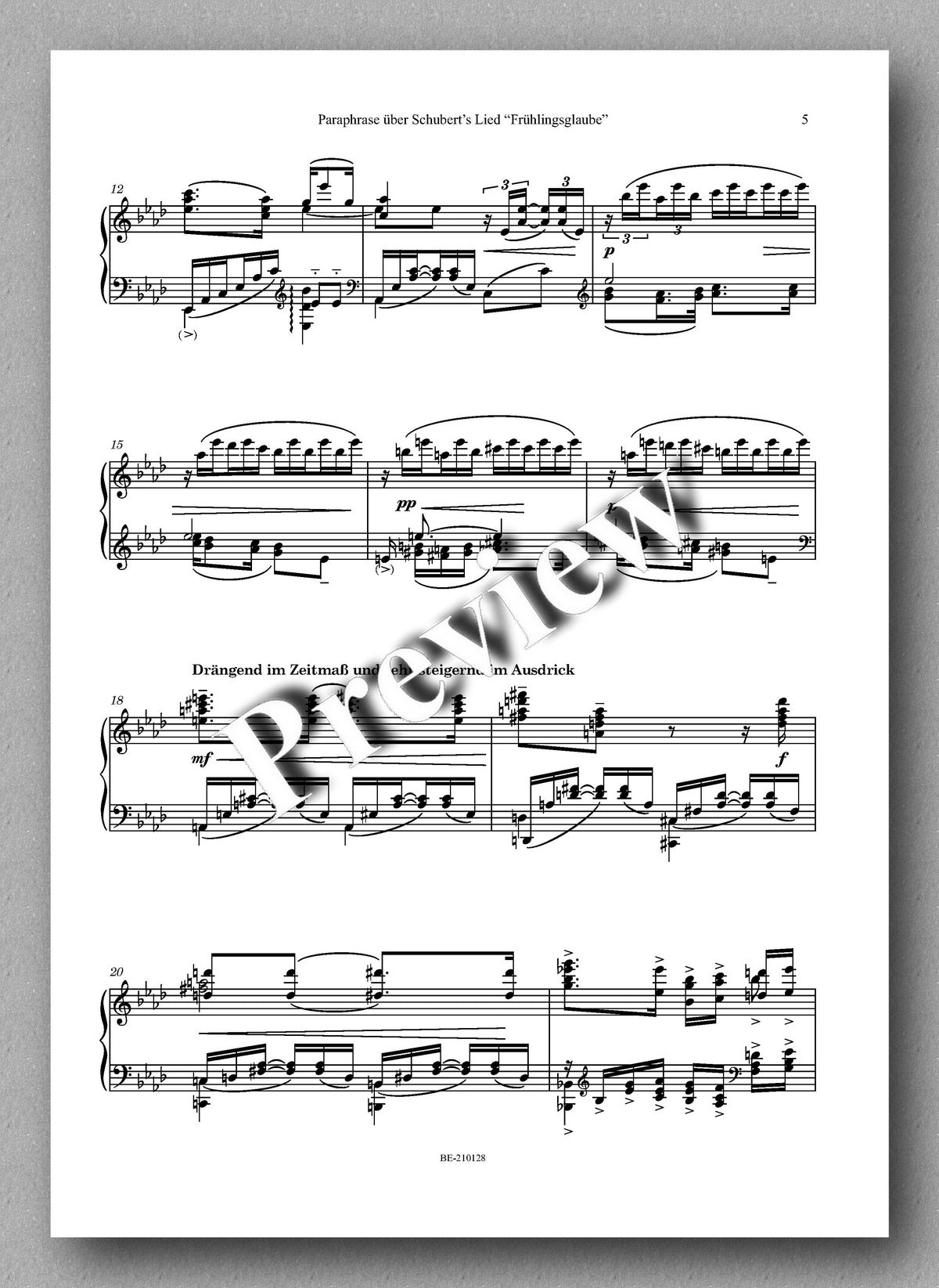 Rebay, Klavier No. 9, Paraphrase über Schubert’s Lied “Frühlingsglaube” - music score 2