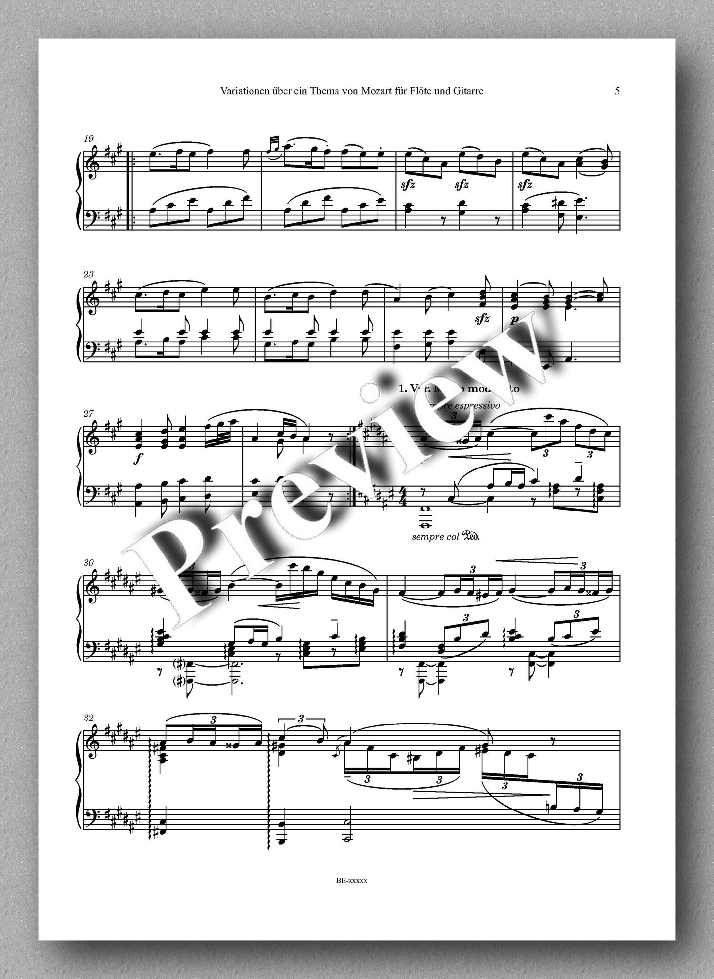 Rebay, Klavier No. 14, Variationen über ein Thema von Mozart für Flöte und Gitarre - music score 2