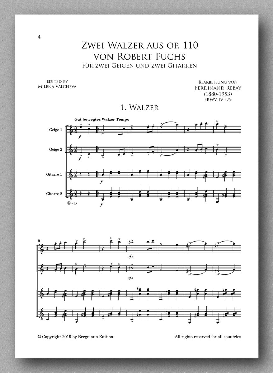 Rebay [127], Zwei Walzer aus op. 110 von Robert Fuchs - preview of the score 1