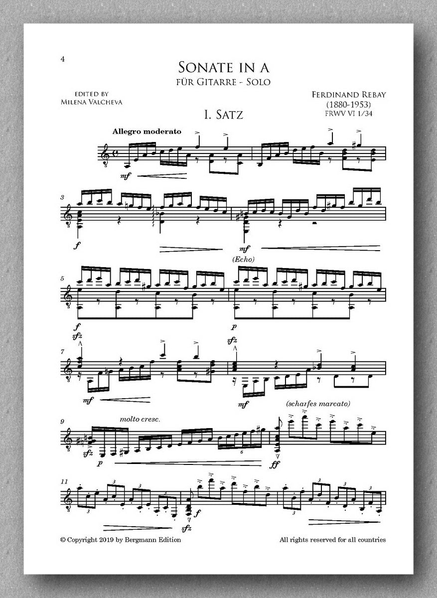 Rebay [140], Sonate in A - preview of the score 1
