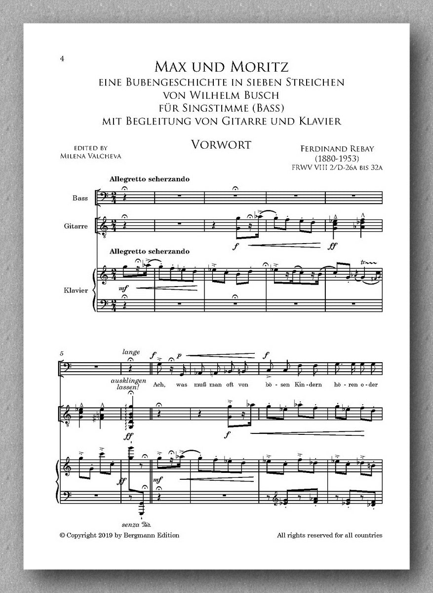 Rebay [142], Max und Moritz (voice, piano and guitar) - preview of the score 1