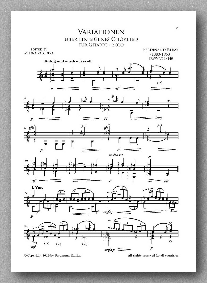 Rebay [143], Variationen über ein eigenes Chorlied - preview of the score