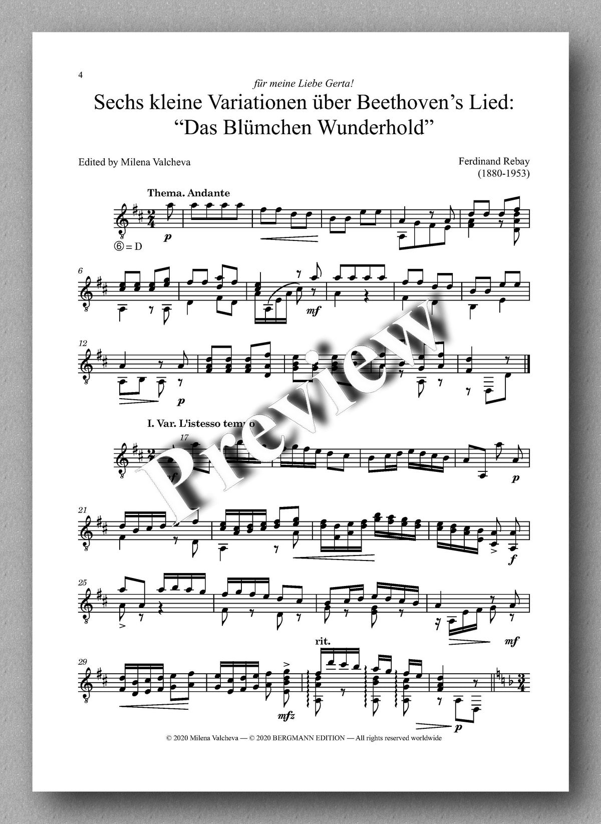 Rebay [153], Sechs kleine Variationen - preview of the music score 1