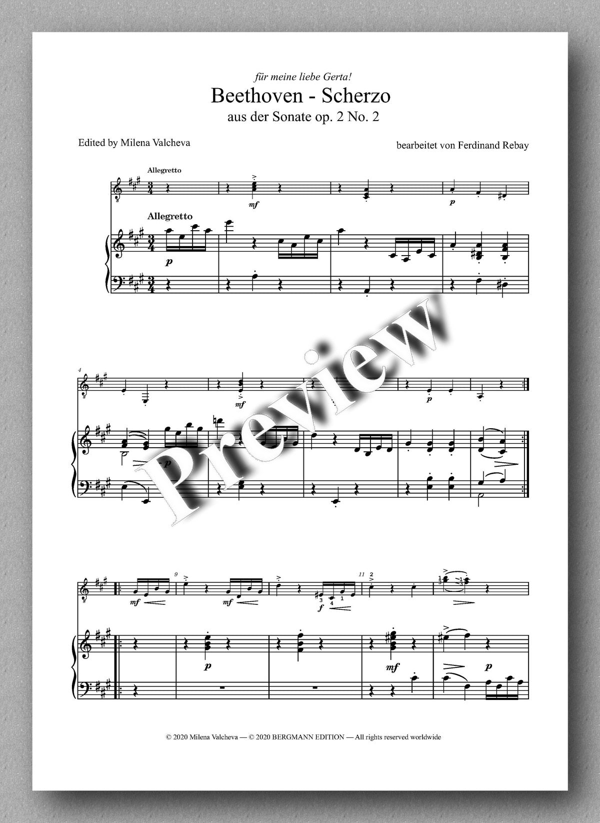 Rebay [154], Beethoven’s Scherzo aus der Sonate op. 2 No. 2 - Full Score 1