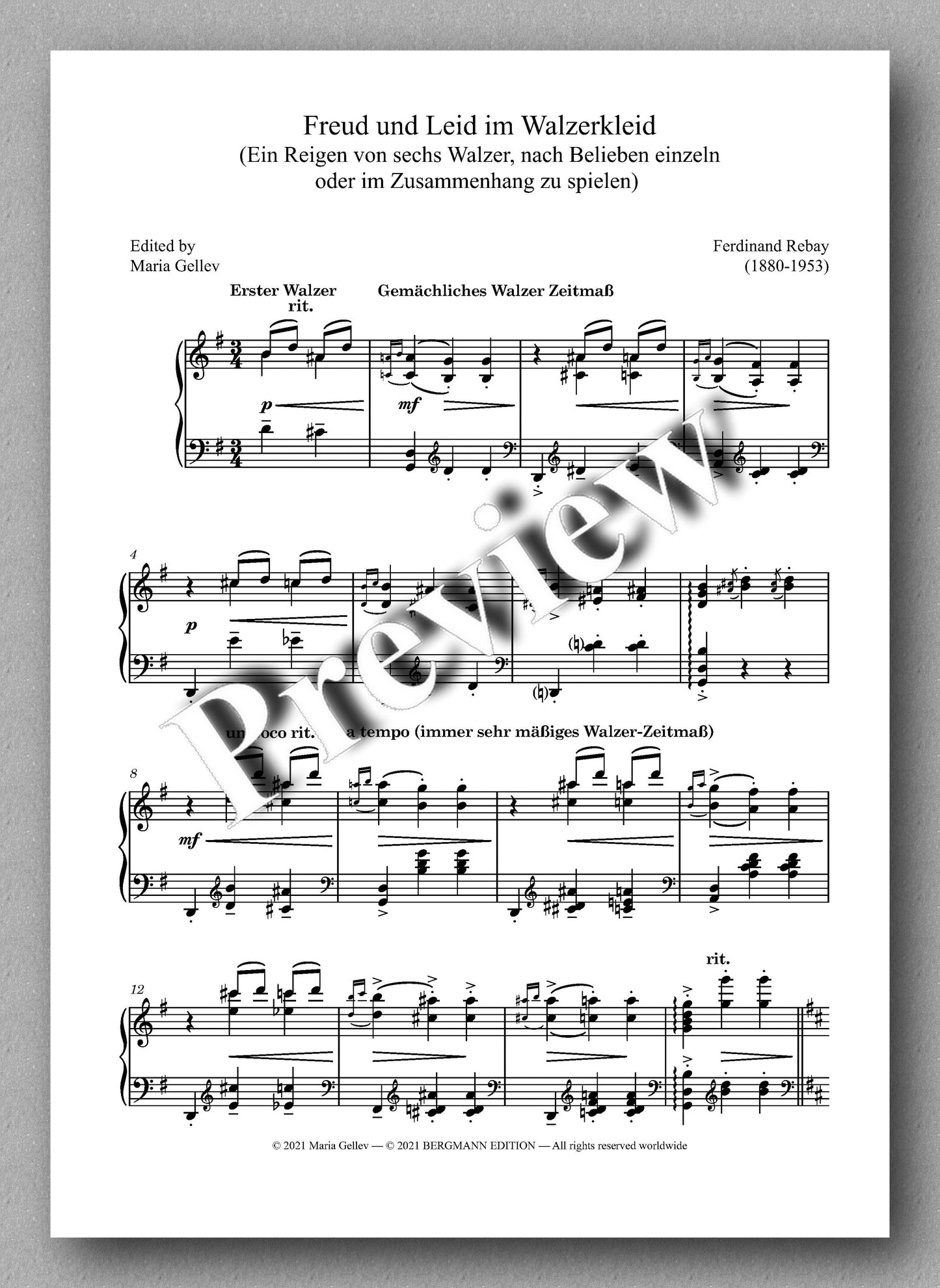 Rebay, Klavier No. 6, Freud und Leid im Walzerkleid - music score 1