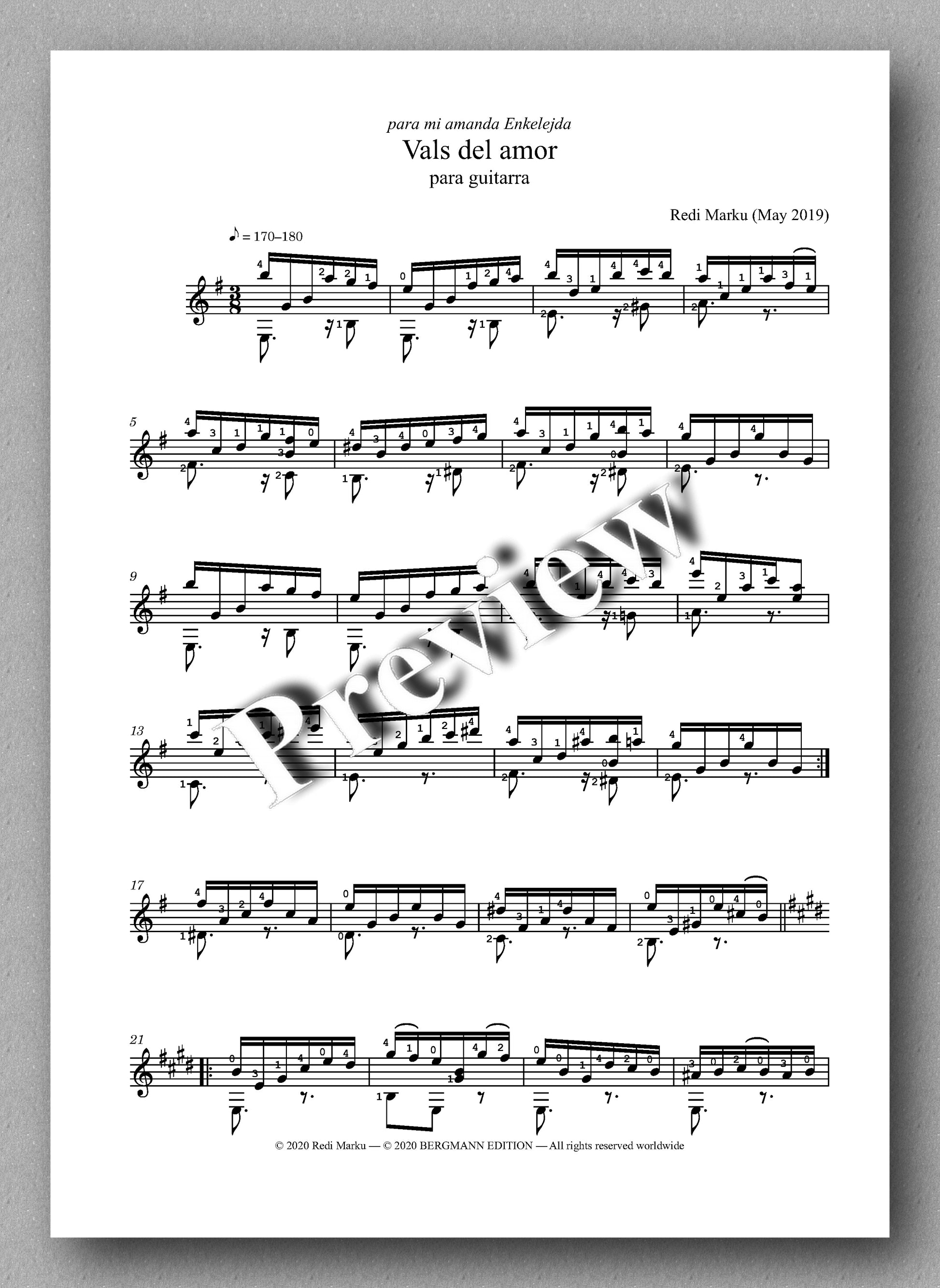 Vals del amor by Redi Marku - preview of the music score