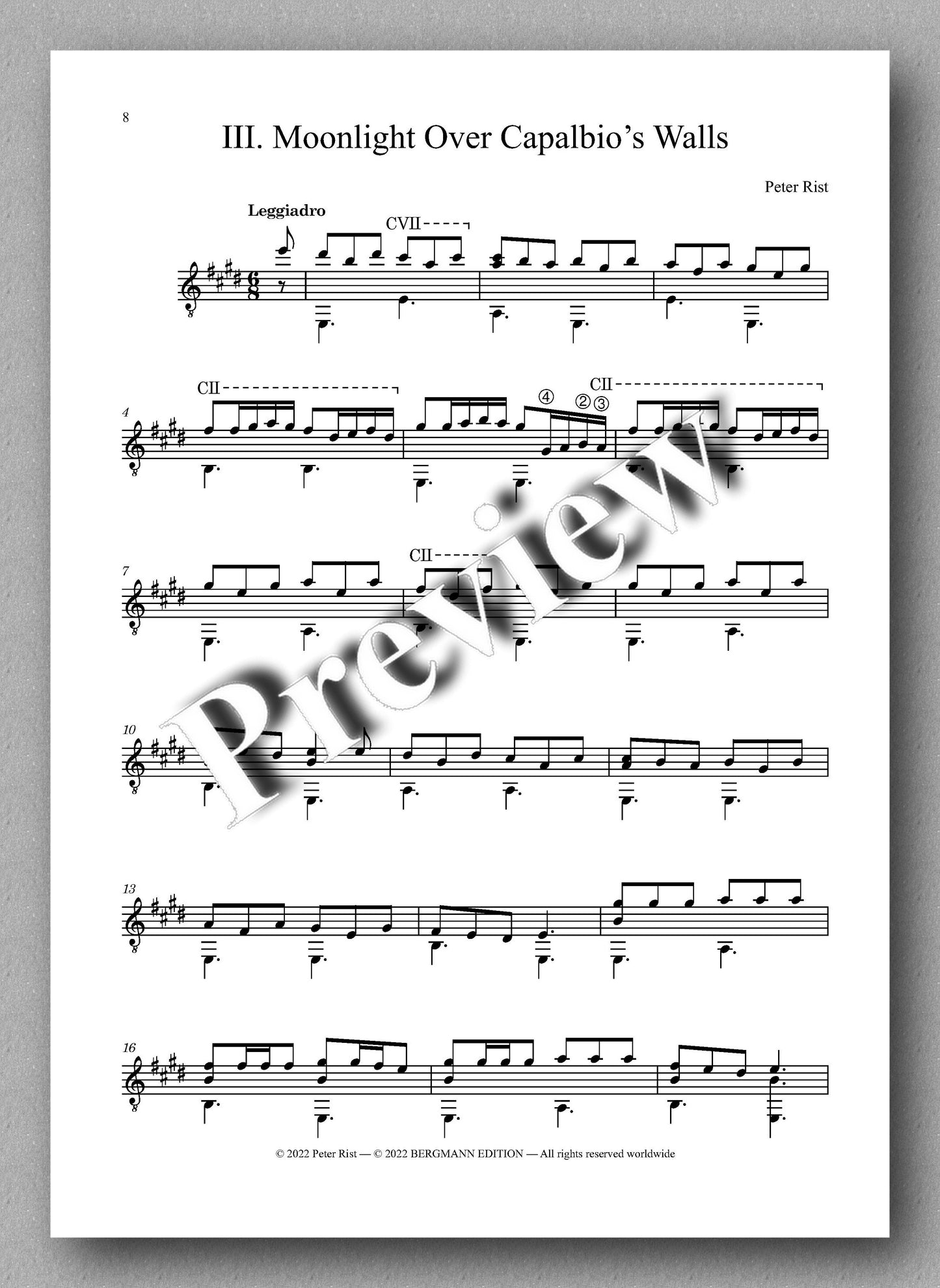 Capalbio by Peter Rist - preview of the music score 2