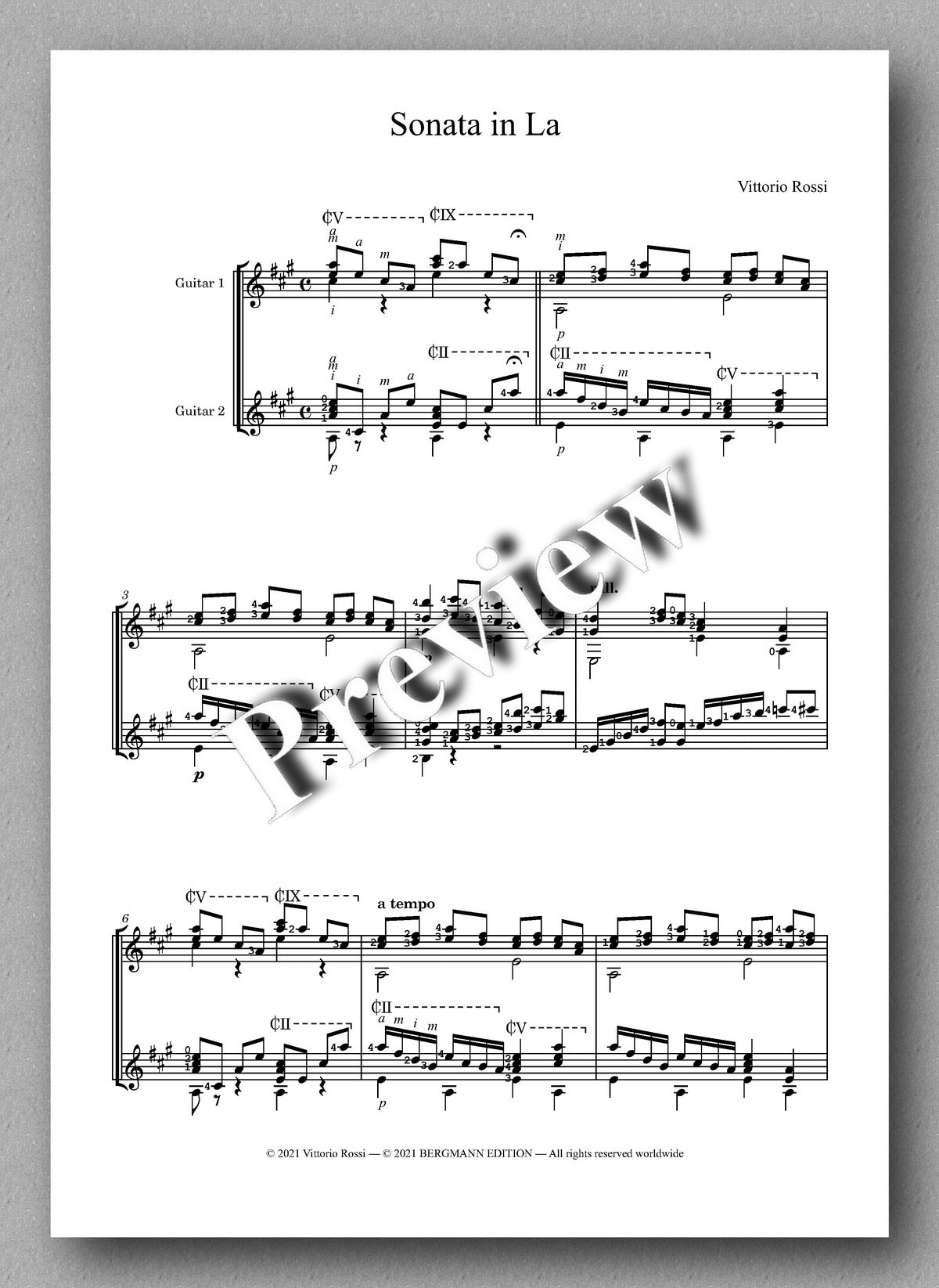 Rossi, Sonata in La - music score 1