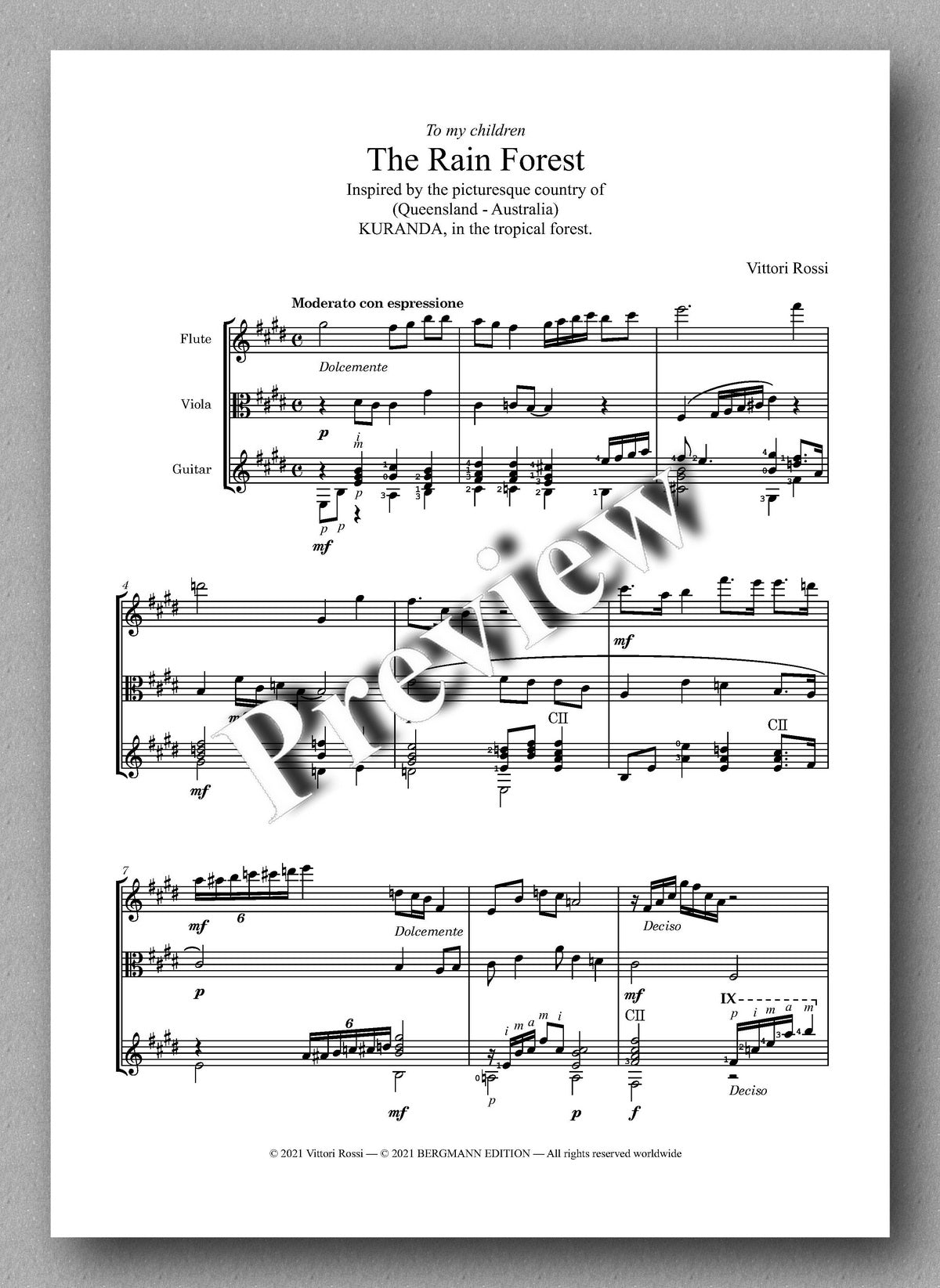Vittori Rossi, The Rain Forest - music score -1