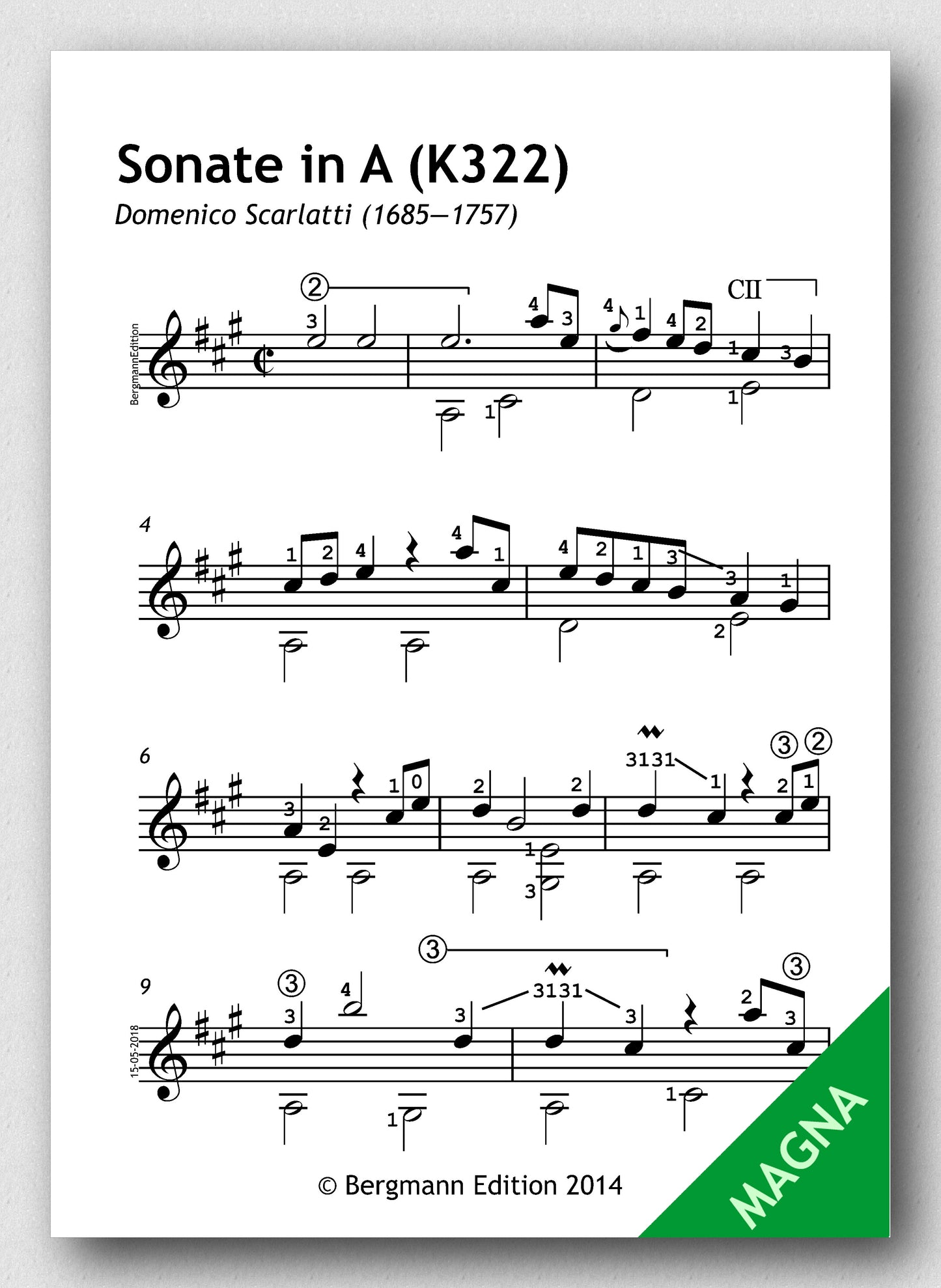 Scarlatti K 322, Sonate in A (pdf)
