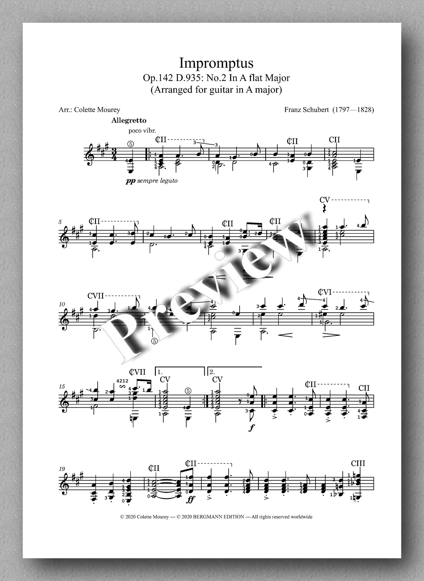 Franz Schubert, Impromptus - preview of the music score 1