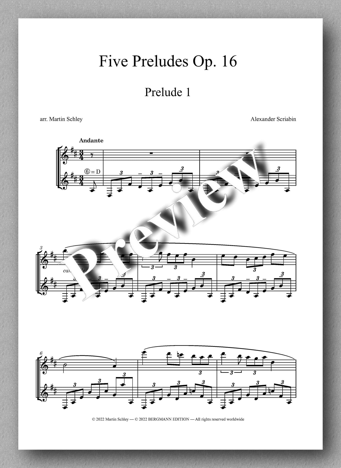 Alexander Scriabin, Five Preludes - Preview of the music score 1