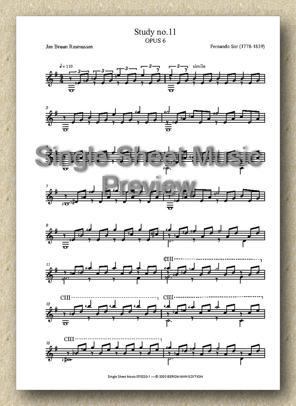 Sor-Rasmussen, Opus 6, No. 11 (Single Sheet Music)