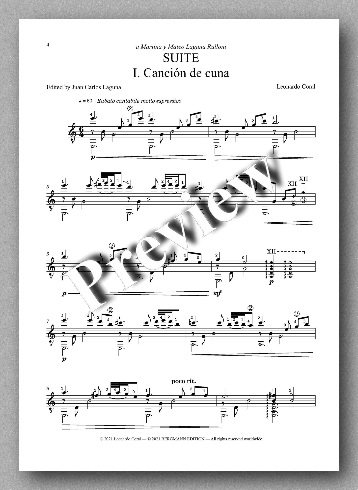 Coral-Laguna, Suite - music score 1