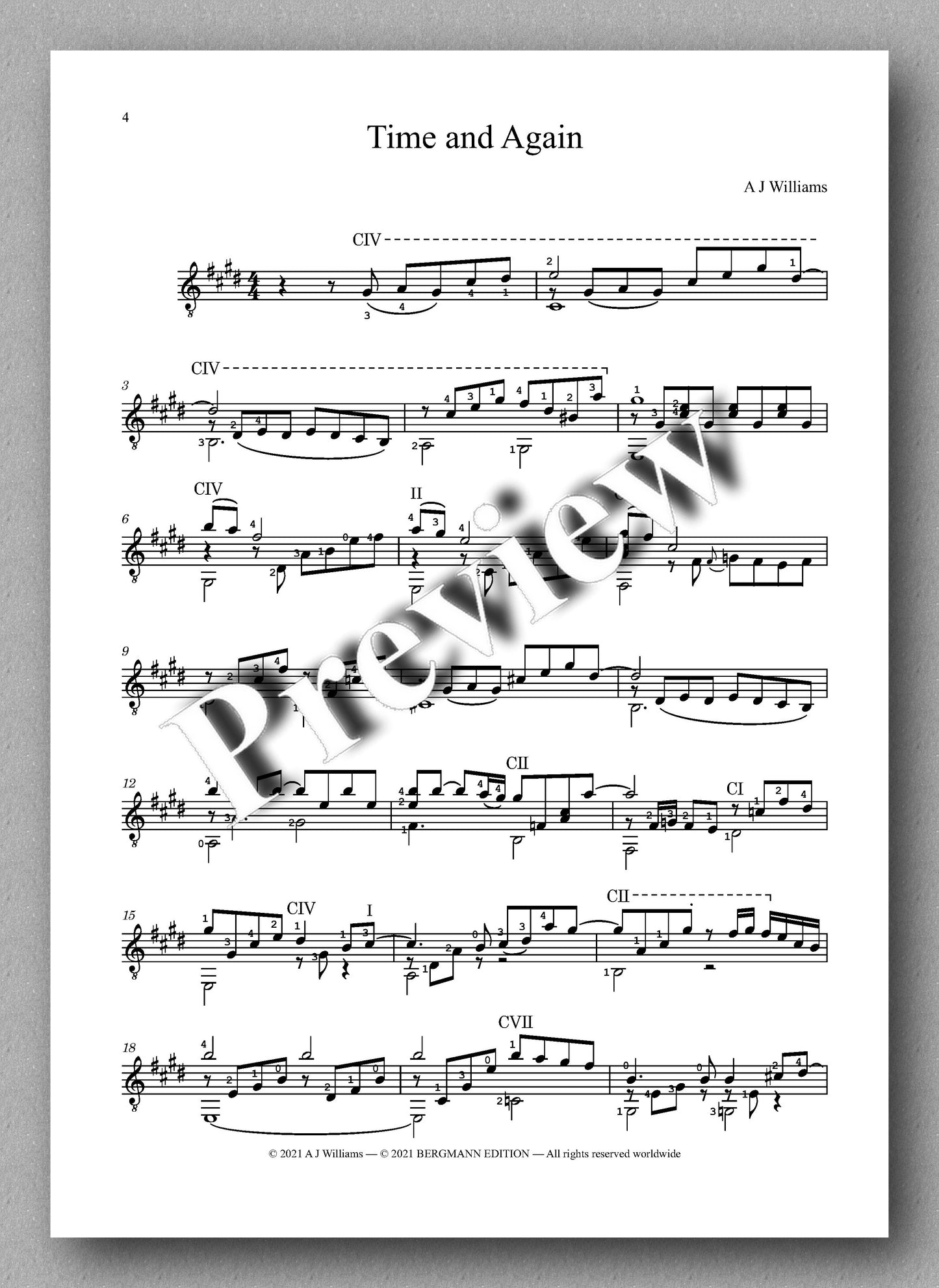 Williams, Time and Again - music score 1