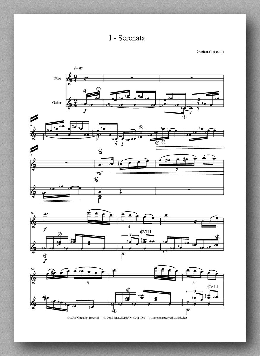 Trittico for oboe and guitar by Gaetano Troccoli - preview of the score 1