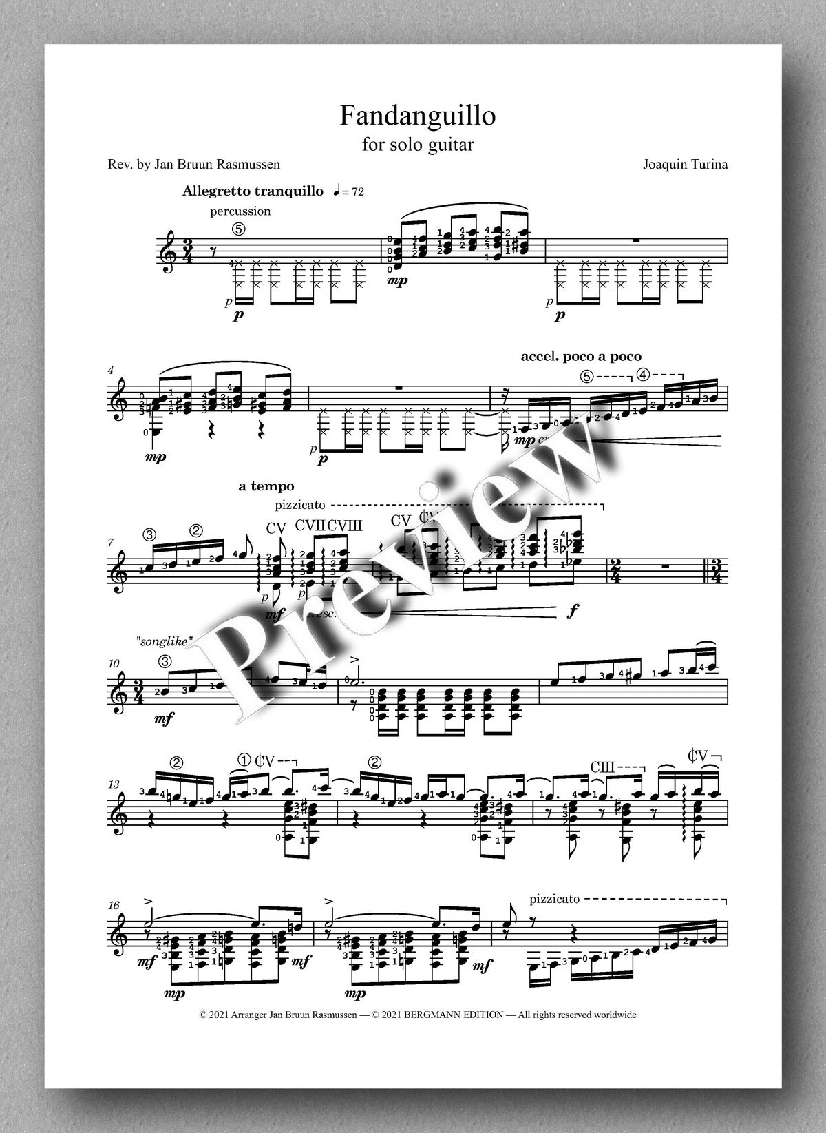 Turina-Rasmussen, Fandanguillo - music score