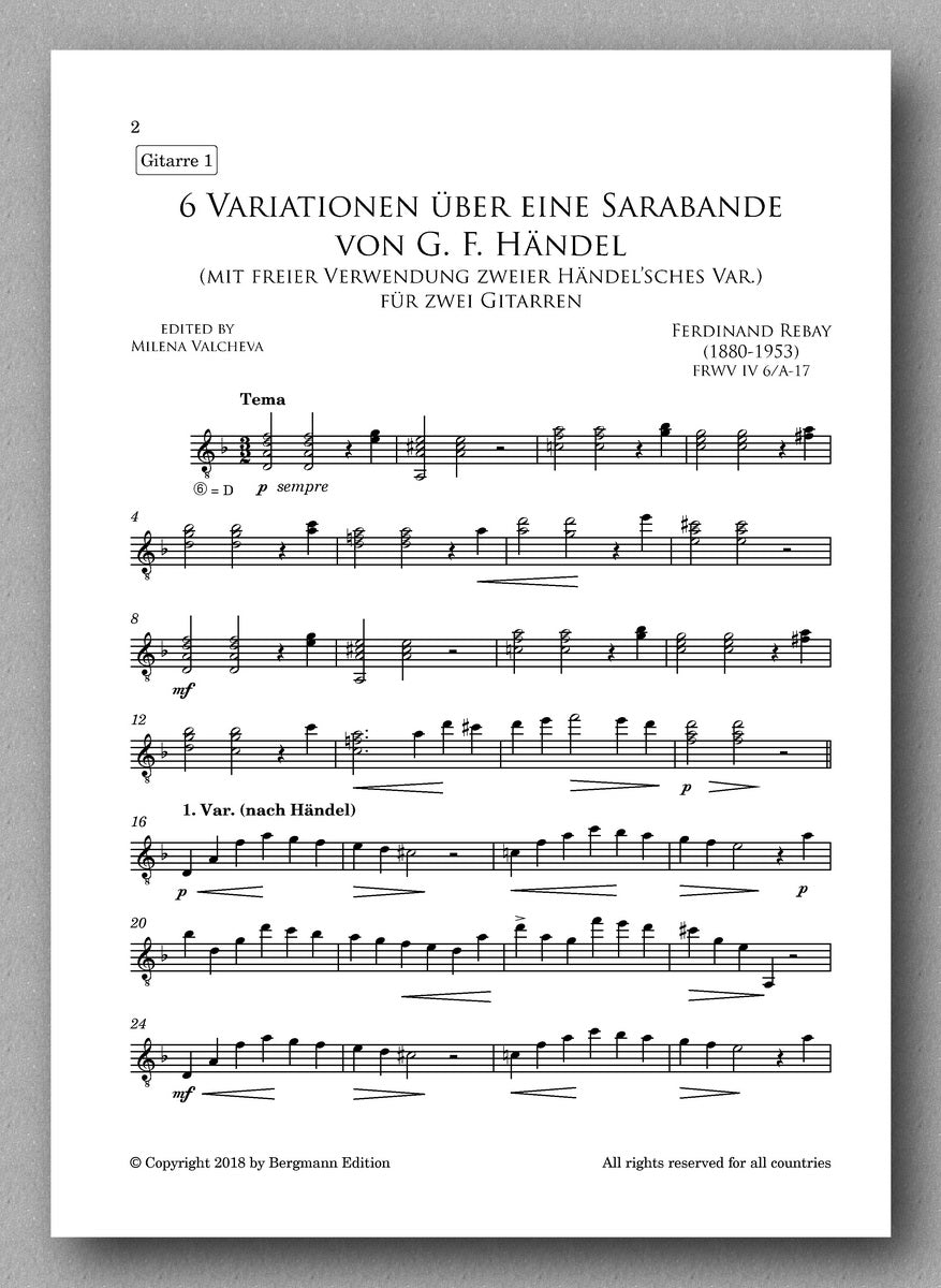Rebay [083], Sechs Variationen über eine Sarabande von G. F. Händel - preview of the score 2