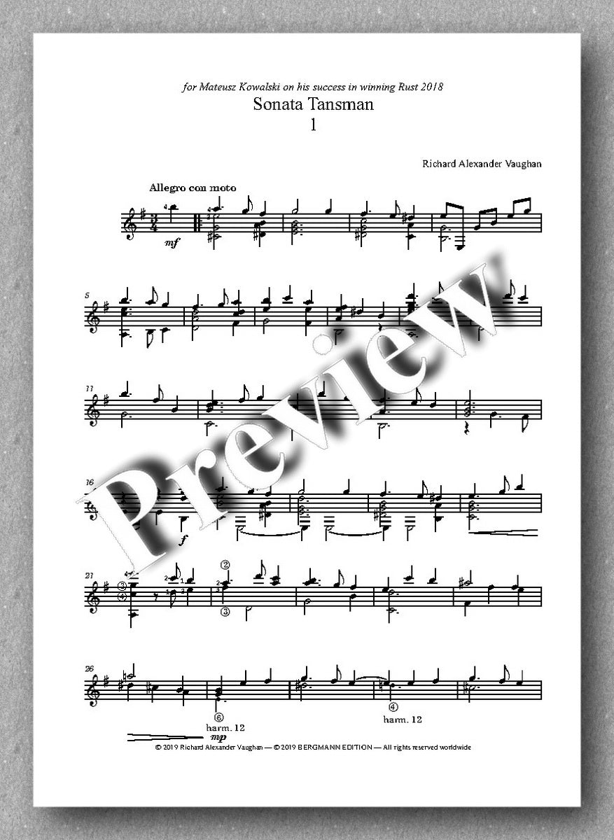 Richard Alexander Vaughan, Sonata Tansman - previev of the music score 1