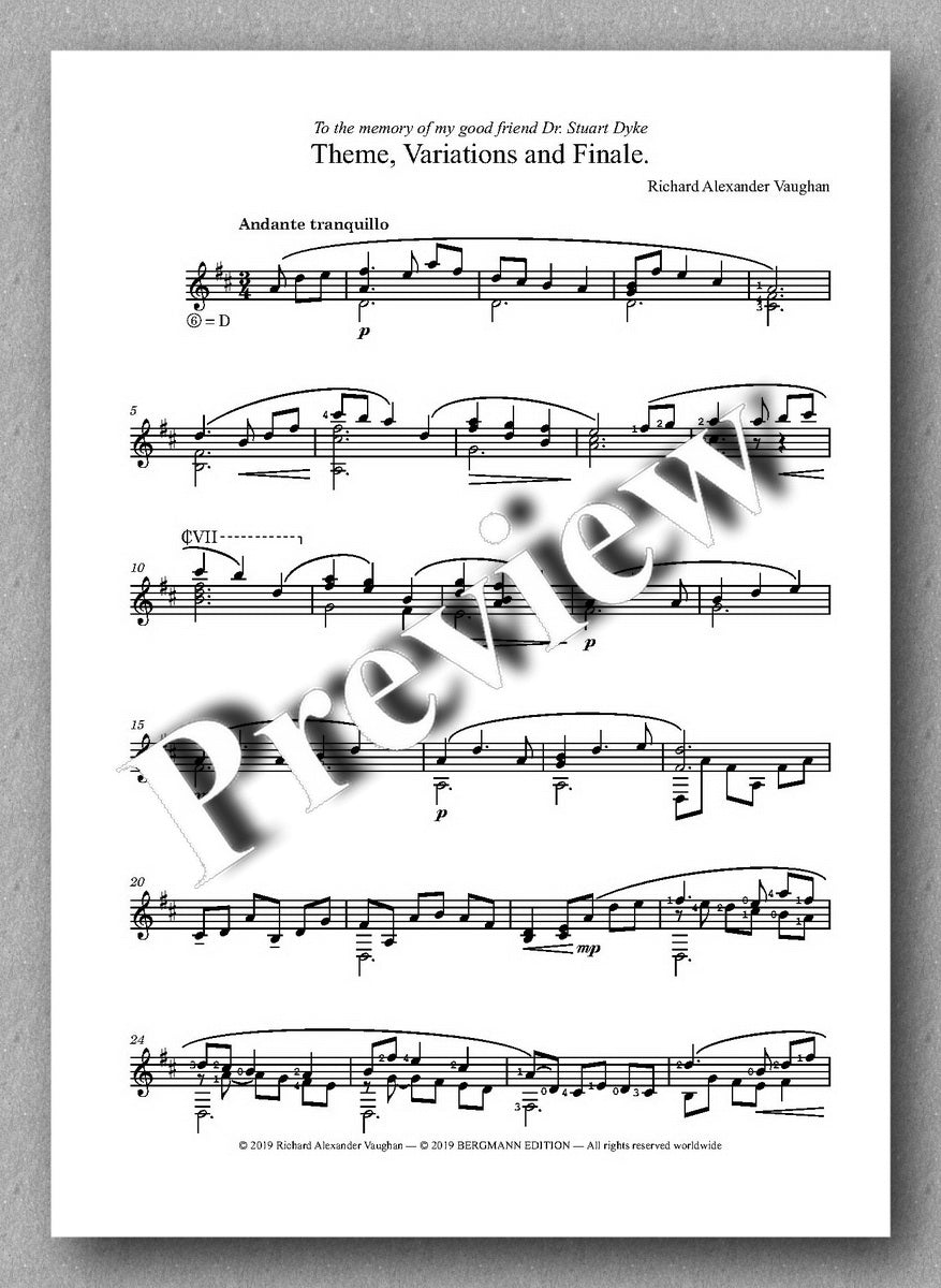 Richard Alexander Vaughan, Theme, Variations and Finale - preview of the music score 1