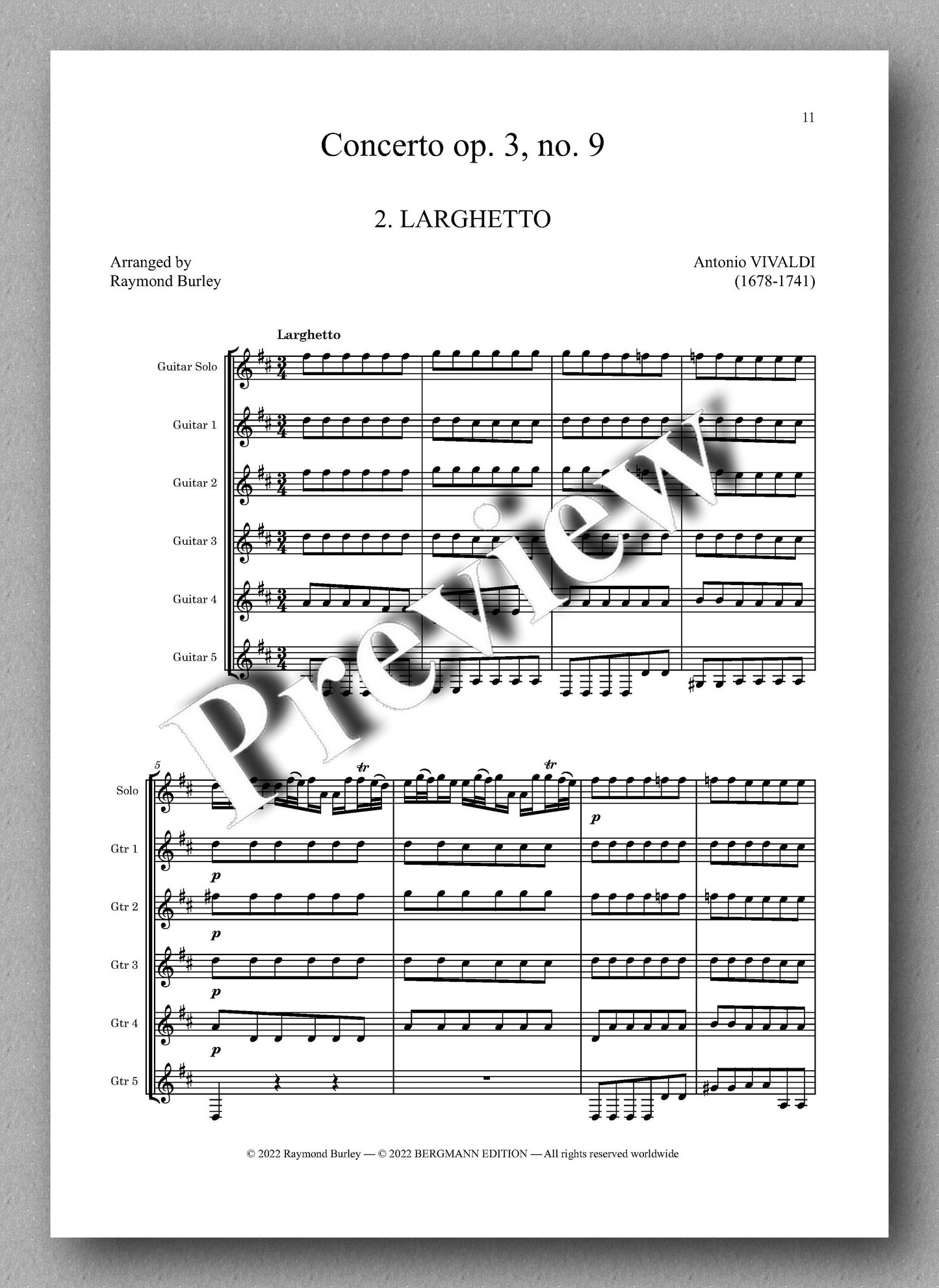 Vivaldi-Burley, Concerto op. 3, no. 9 - music score 2