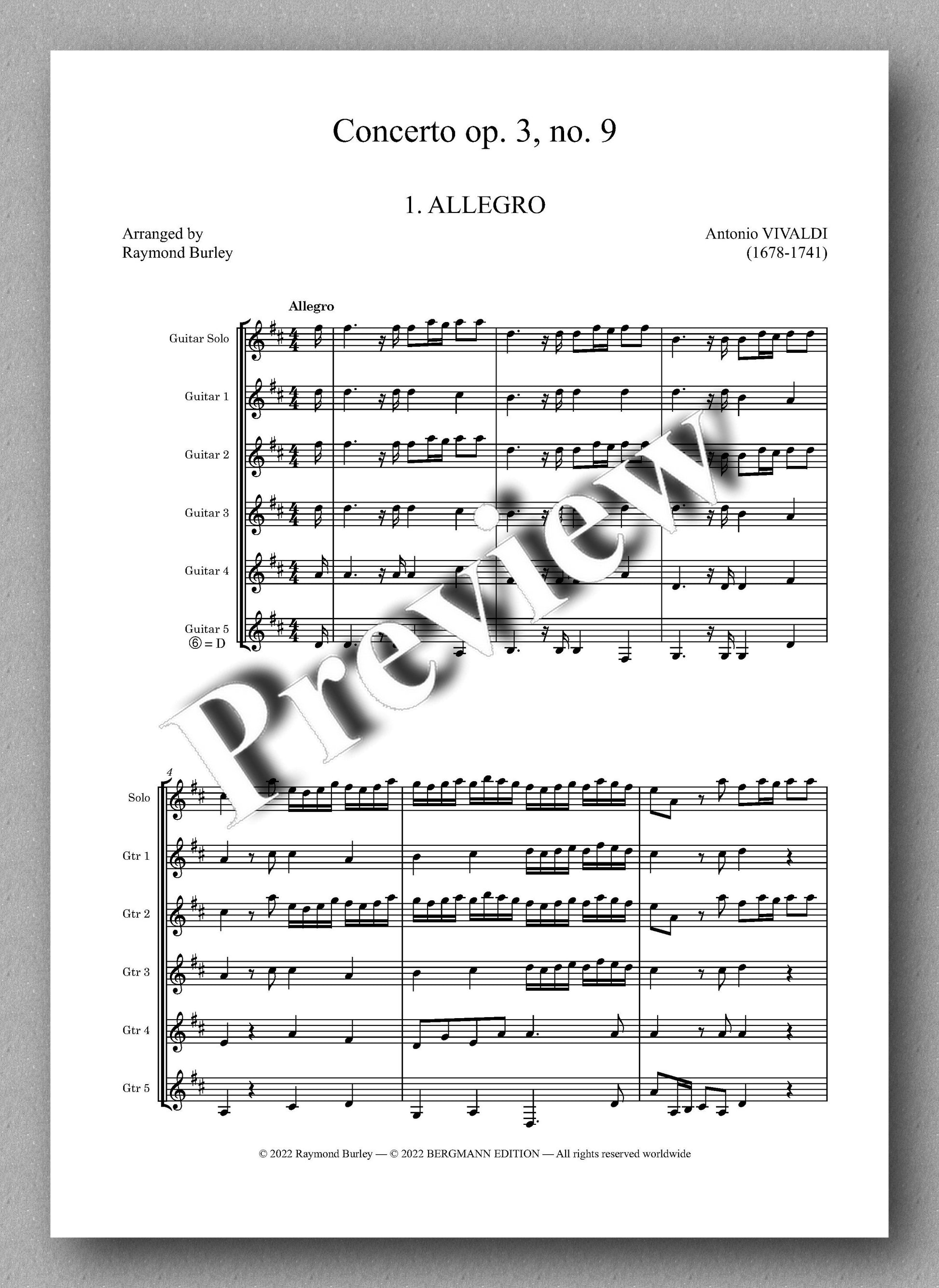 Vivaldi-Burley, Concerto op. 3, no. 9 - music score 1