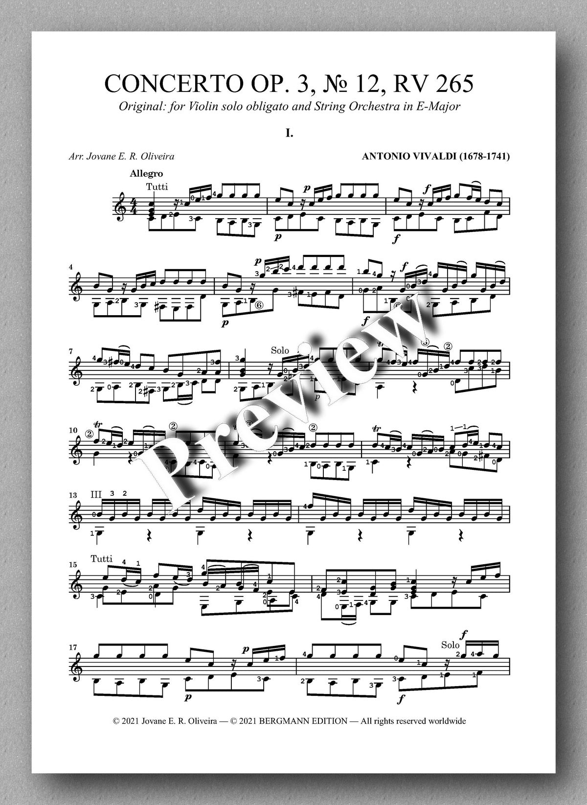 Vivaldi, Concerto Op. 3, № 12, RV 265 - music score 1