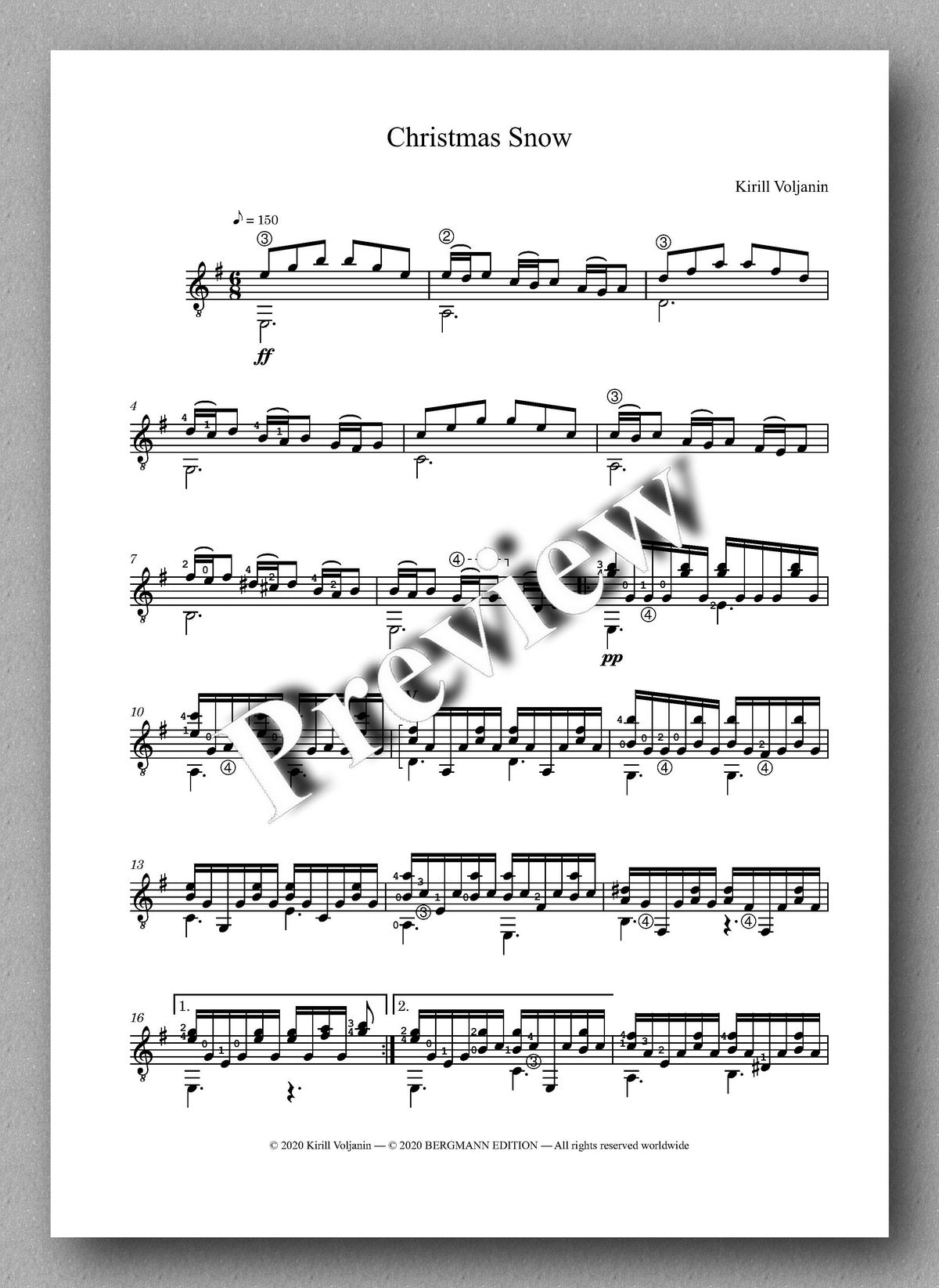 Kirill Voljanin, Winter Joy - music score 1