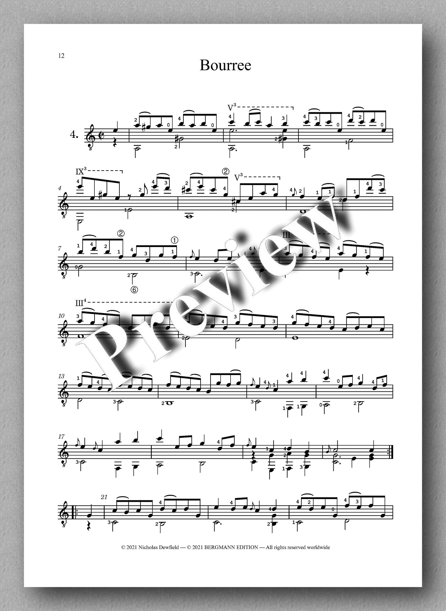 Weiss-Dewfield, Sonata No. 3 - preview of music score 4