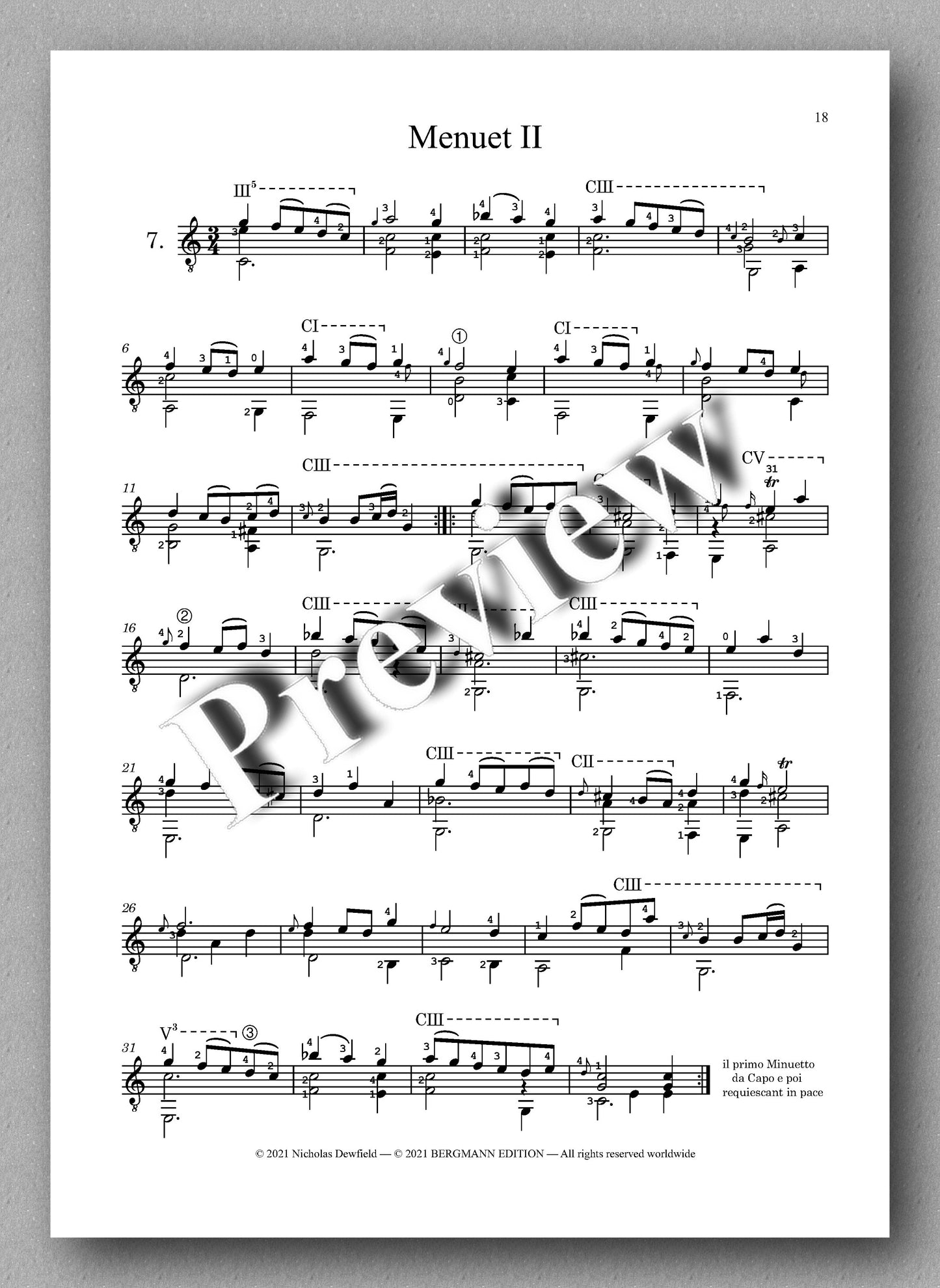Weiss-Dewfield, Sonata No. 3 - preview of music score 7