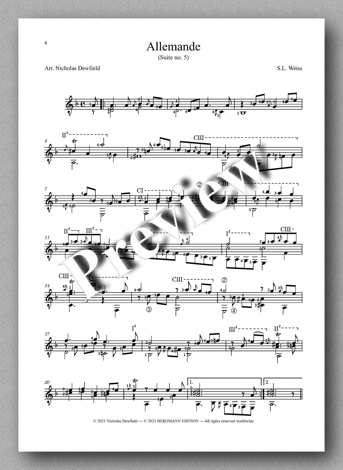 Weiss-Dewfield, Sonata No. 7 - music score 1